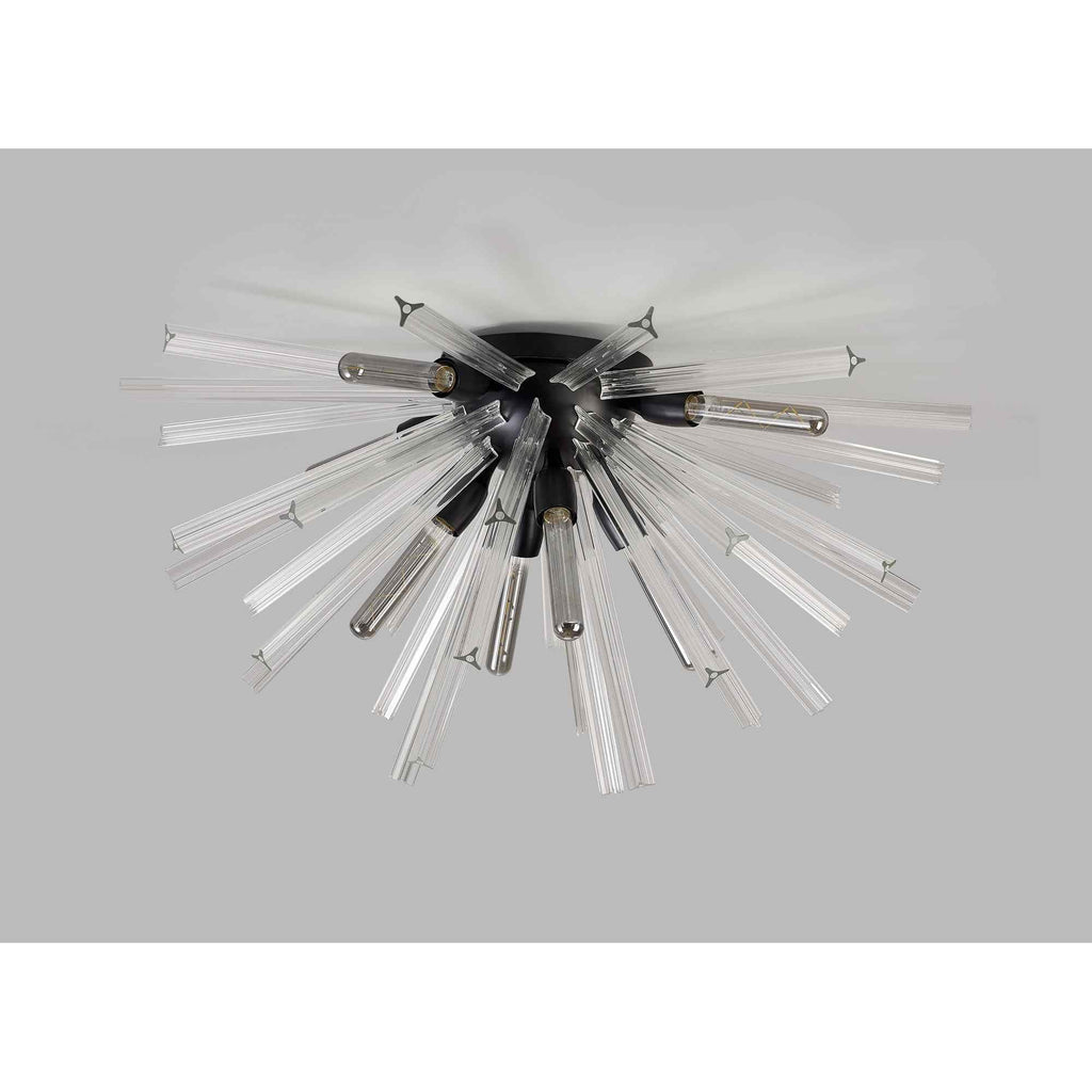NL88189 Clover 8 Light Ceiling Light Matt Black Clear
