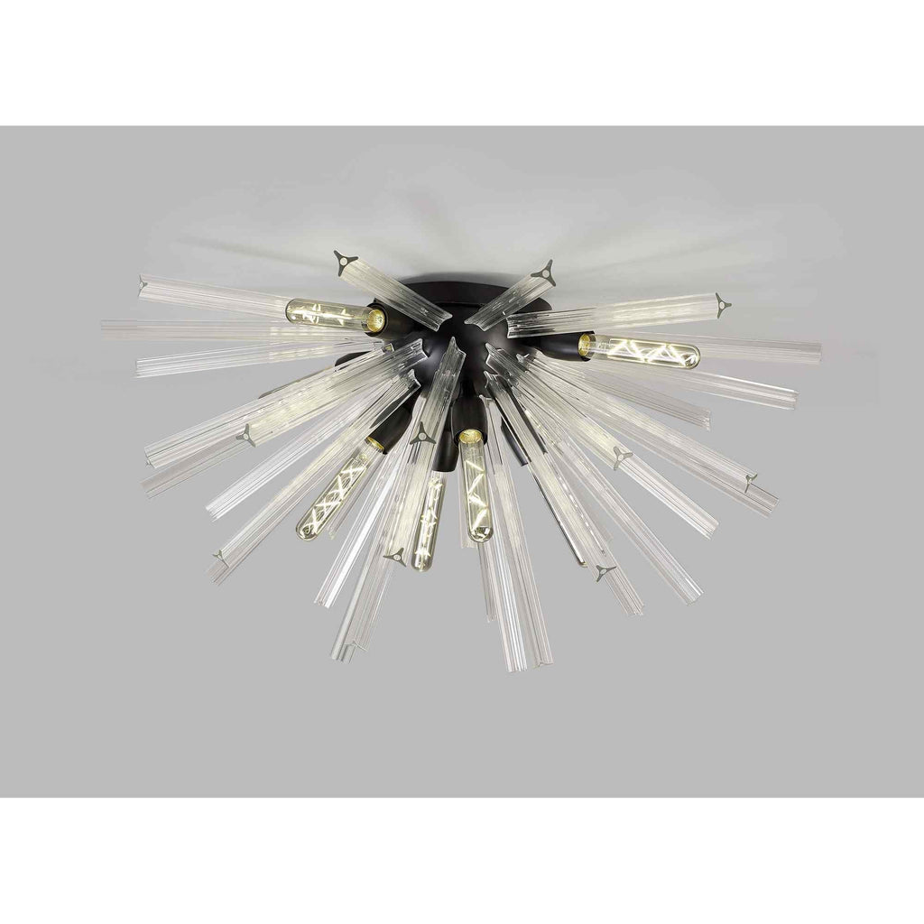 NL88189 Clover 8 Light Ceiling Light Matt Black Clear