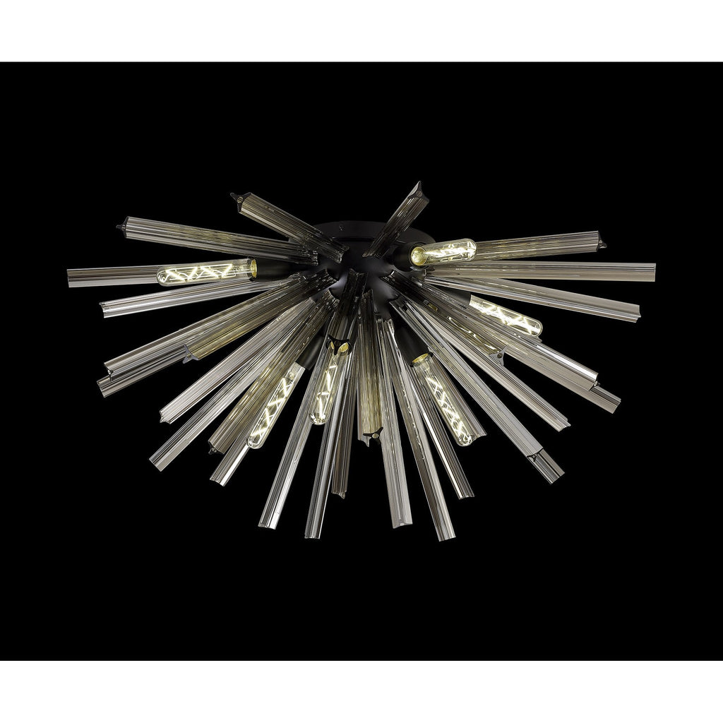NL88199 Clover 8 Light Ceiling Light Matt Black Smoke