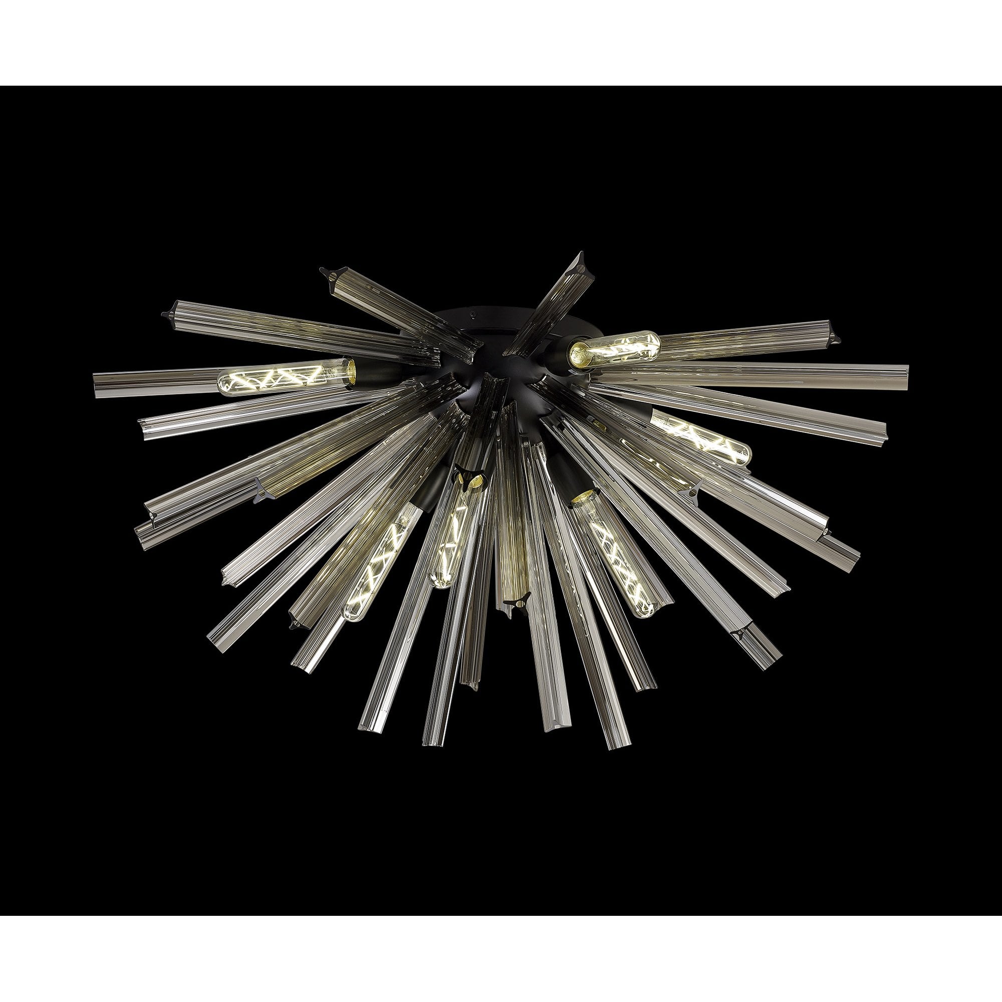 NL88199 Clover 8 Light Ceiling Light Matt Black Smoke