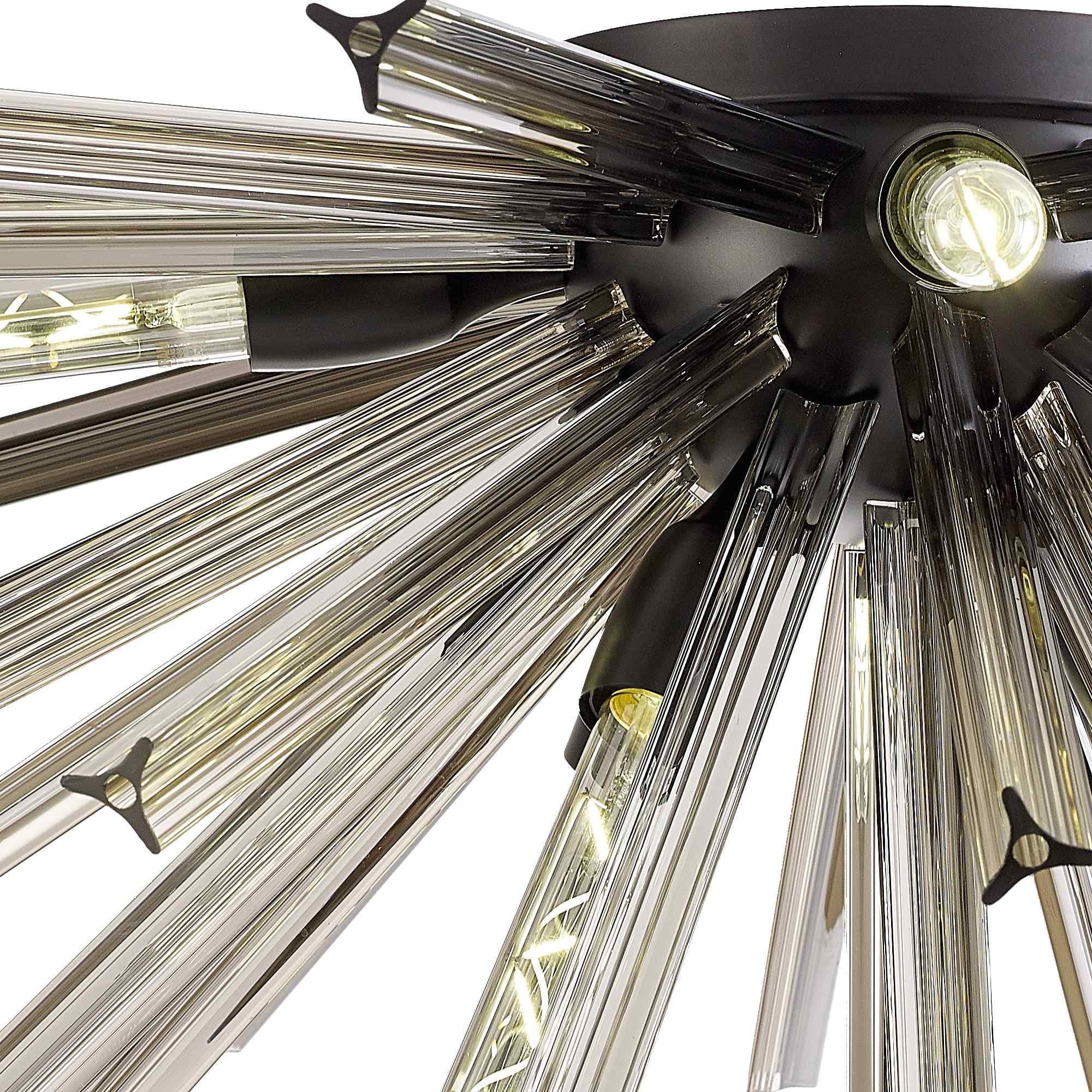 NL88199 Clover 8 Light Ceiling Light Matt Black Smoke