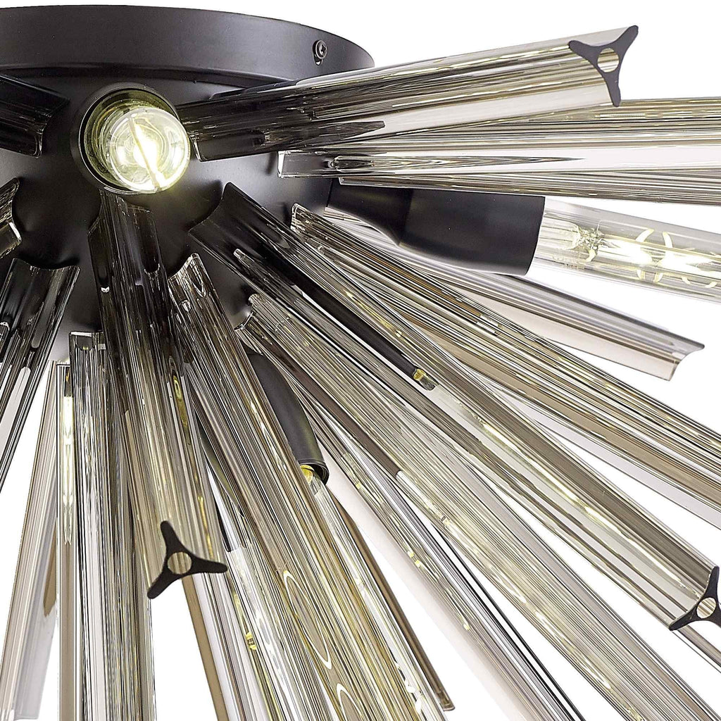 NL88199 Clover 8 Light Ceiling Light Matt Black Smoke