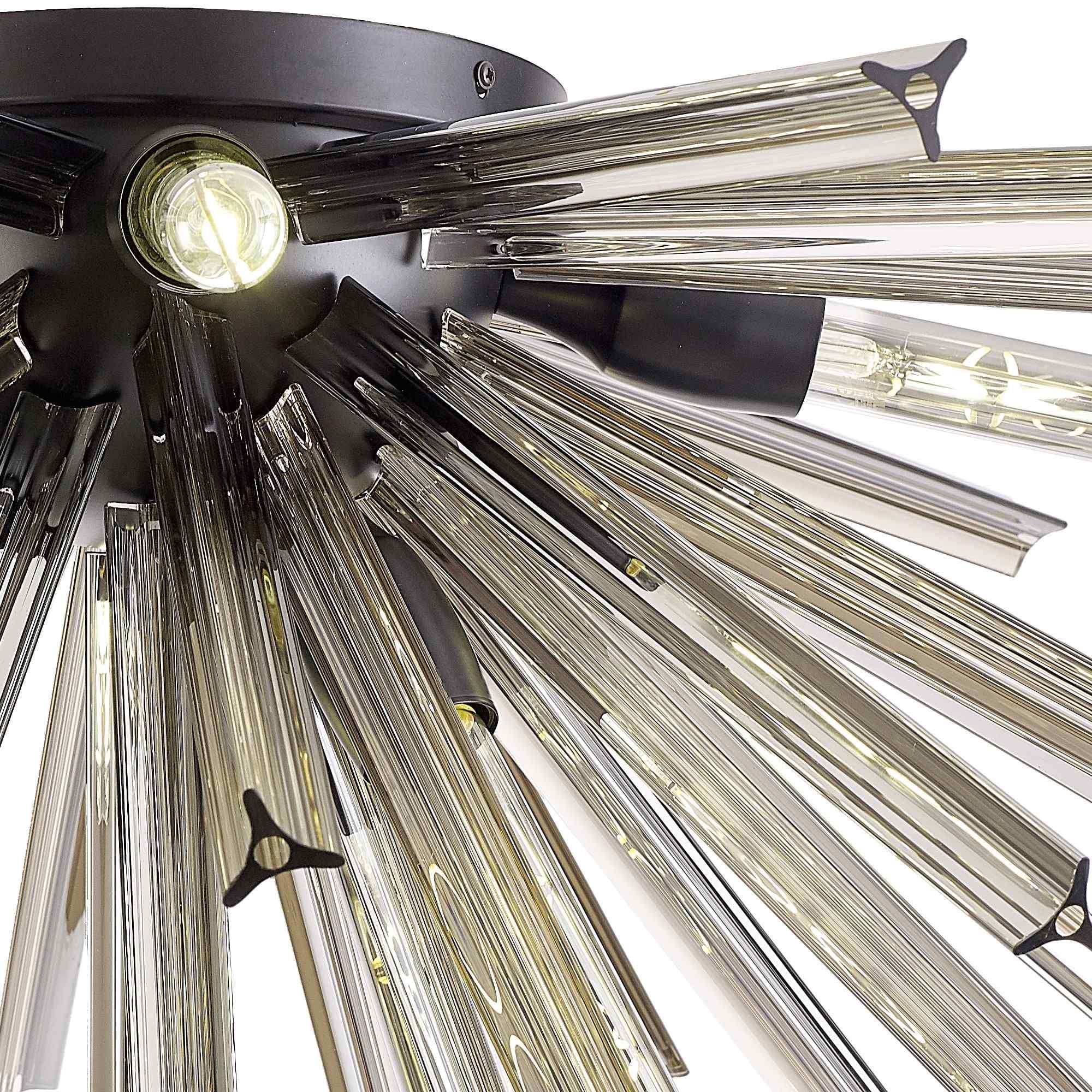 NL88199 Clover 8 Light Ceiling Light Matt Black Smoke