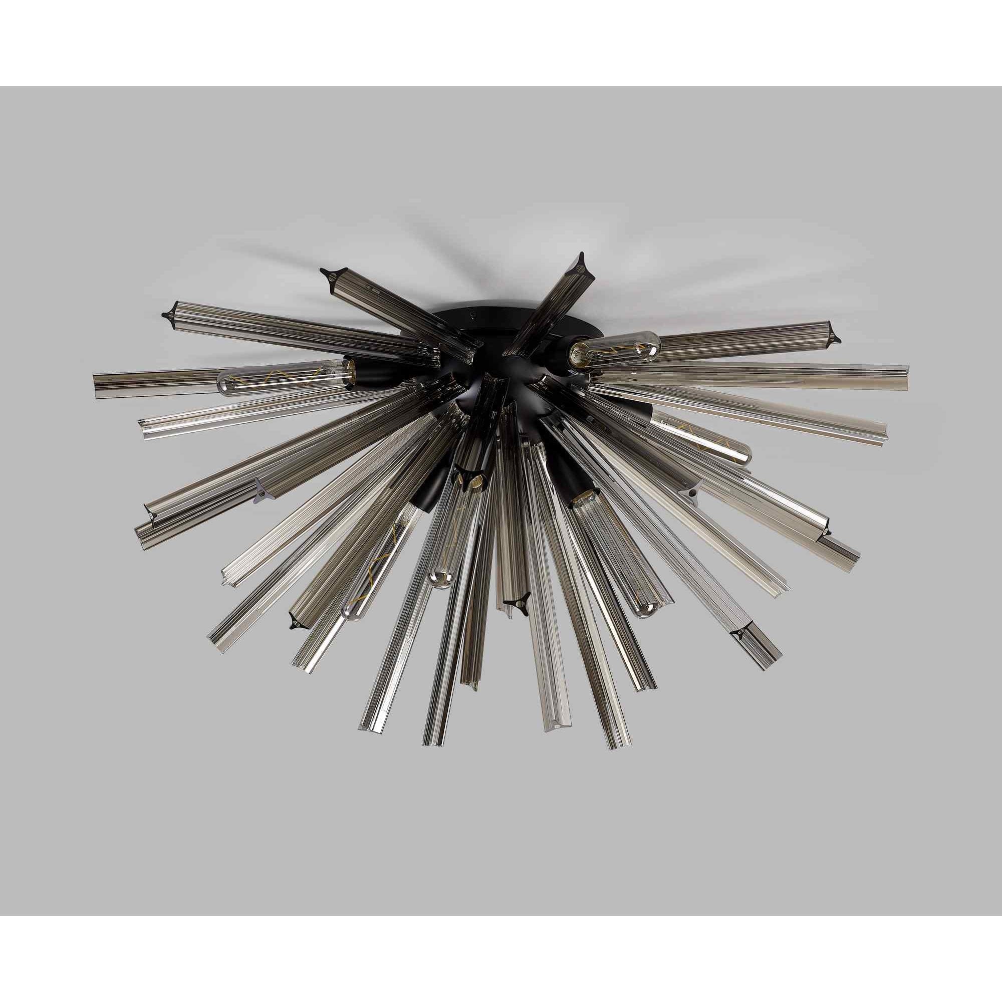 NL88199 Clover 8 Light Ceiling Light Matt Black Smoke