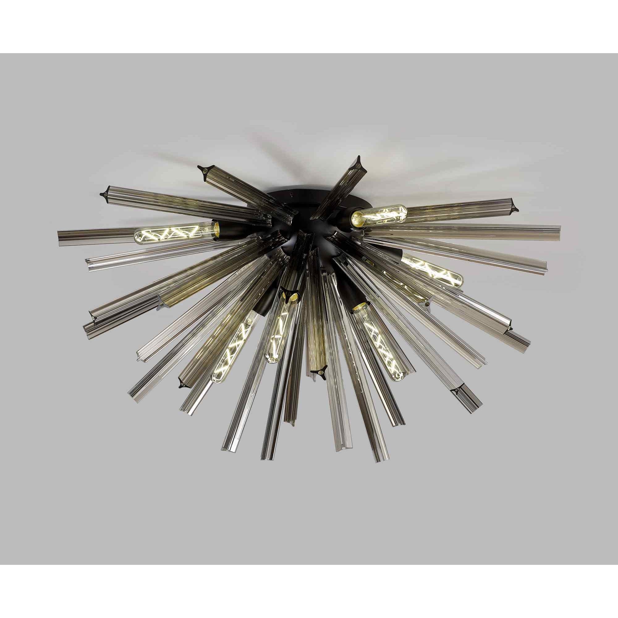 NL88199 Clover 8 Light Ceiling Light Matt Black Smoke