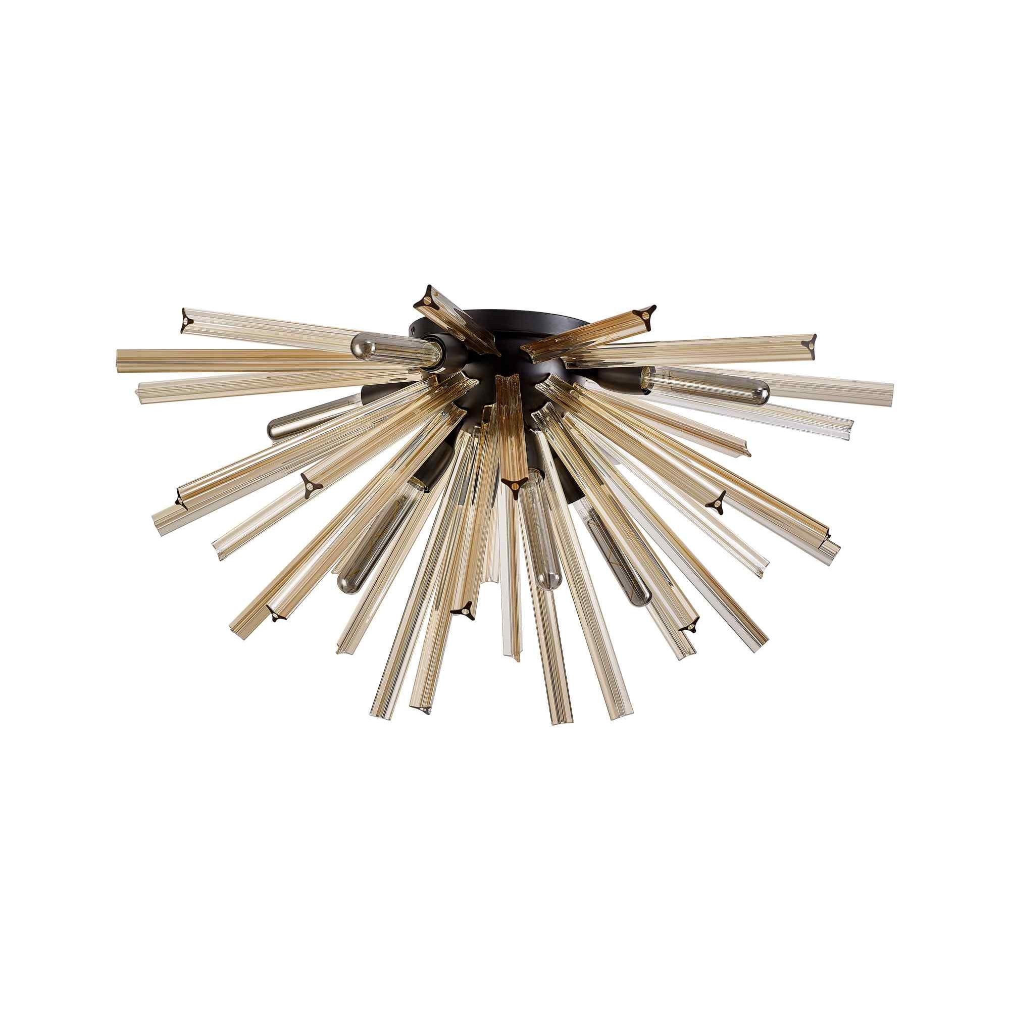 NL88209 Clover 8 Light Ceiling Light Matt Black Champagne Gold