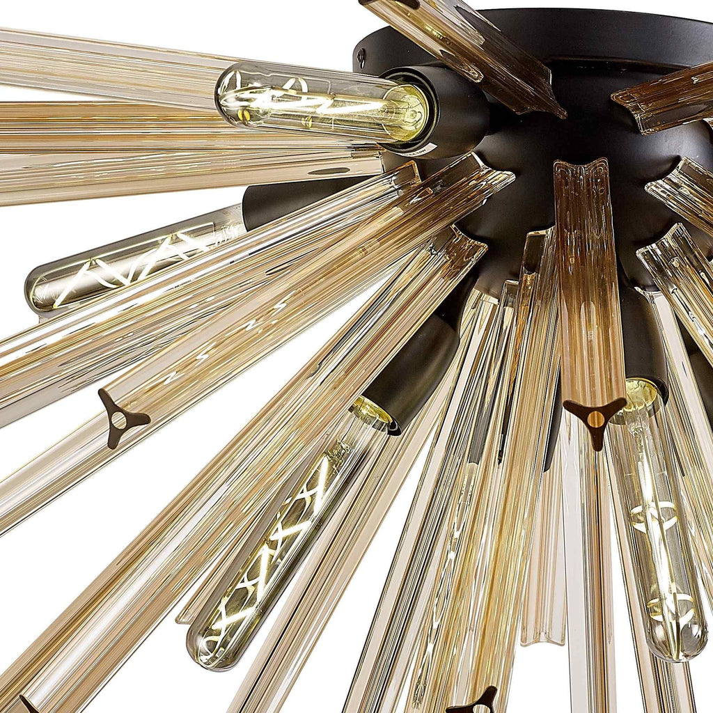NL88209 Clover 8 Light Ceiling Light Matt Black Champagne Gold
