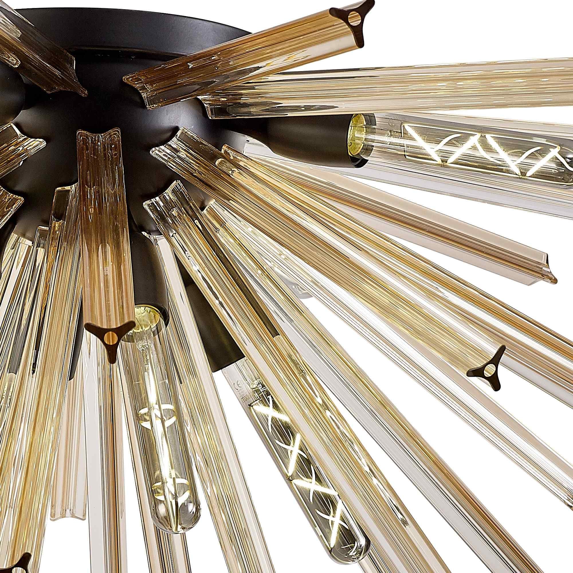 NL88209 Clover 8 Light Ceiling Light Matt Black Champagne Gold