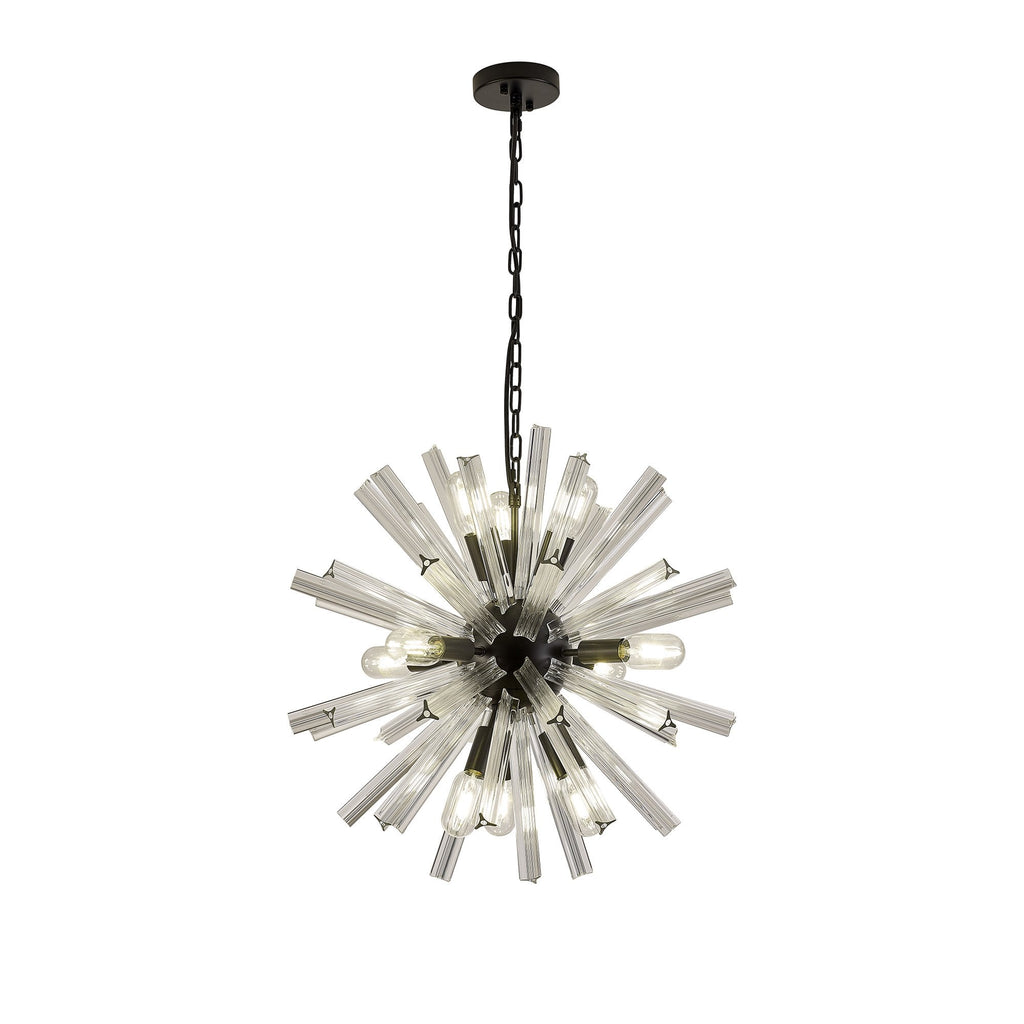 NL88219 Clover 10 Light Round Pendant Matt Black Clear