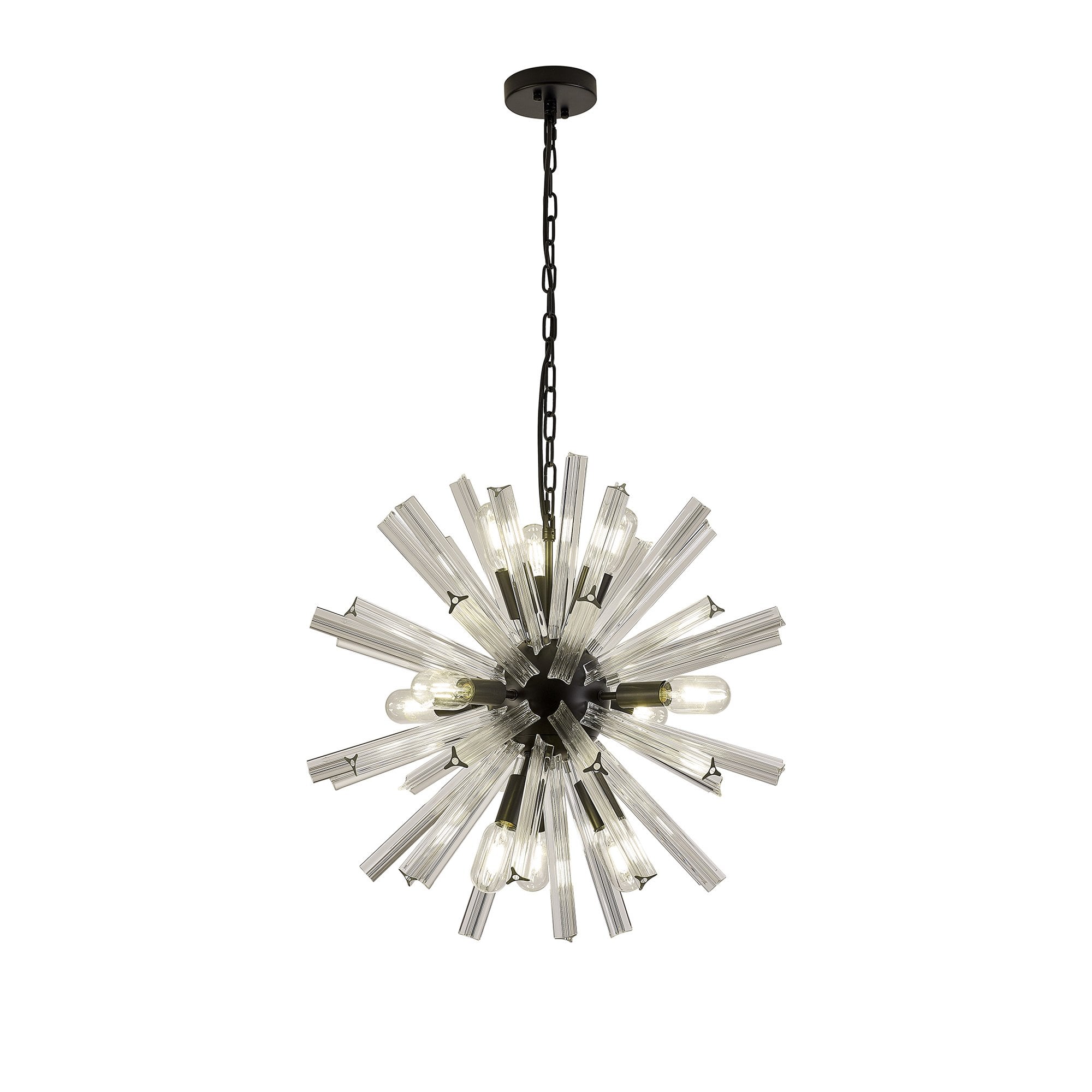 NL88219 Clover 10 Light Round Pendant Matt Black Clear