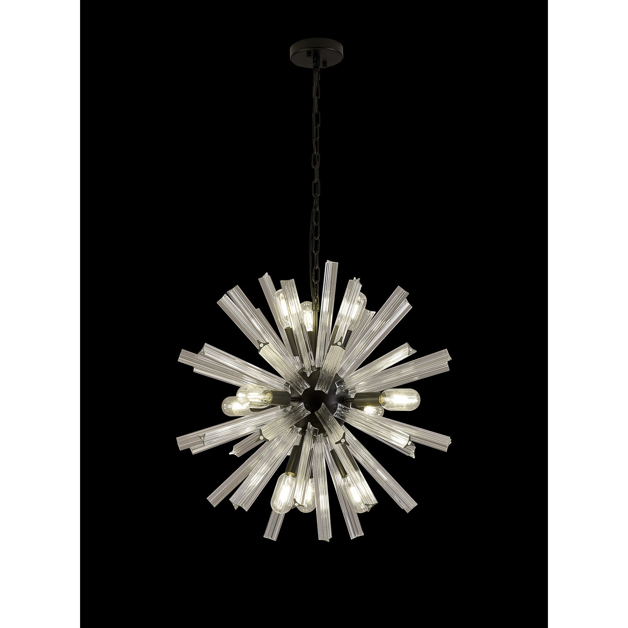 NL88219 Clover 10 Light Round Pendant Matt Black Clear