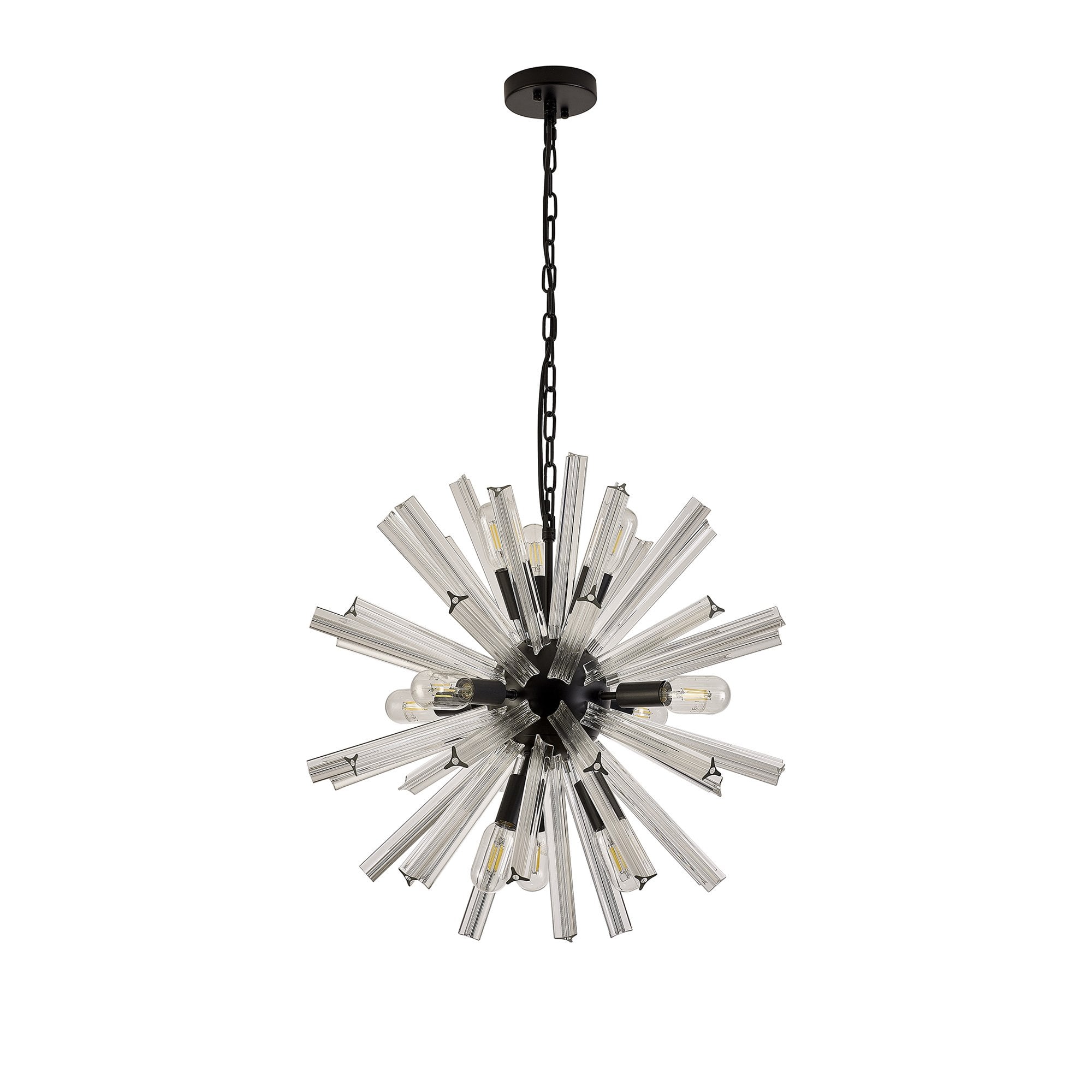 NL88219 Clover 10 Light Round Pendant Matt Black Clear