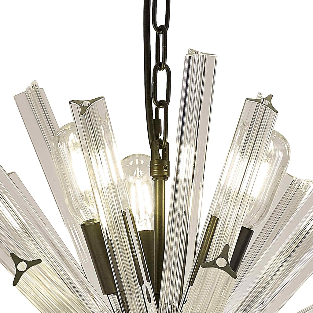 NL88219 Clover 10 Light Round Pendant Matt Black Clear