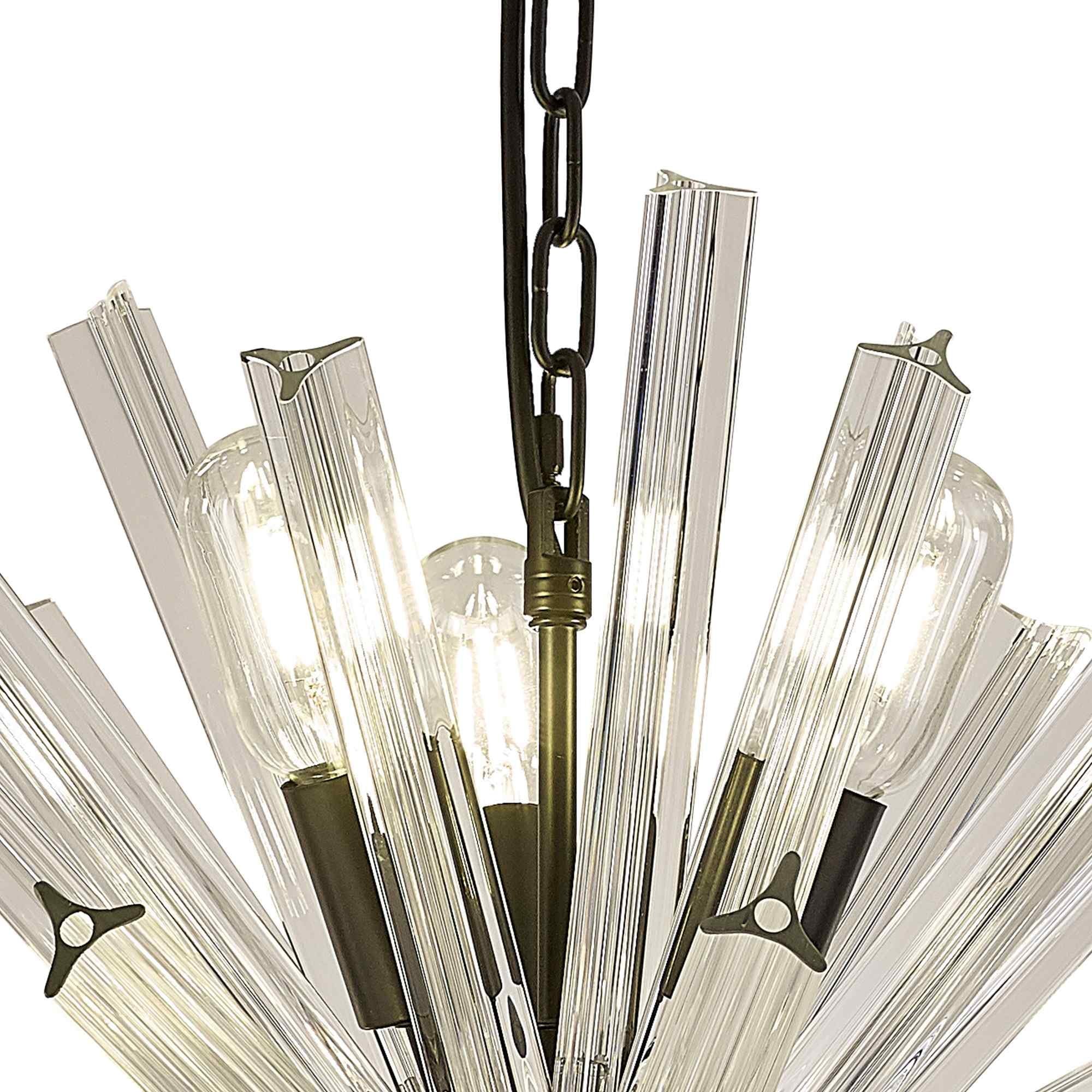 NL88219 Clover 10 Light Round Pendant Matt Black Clear