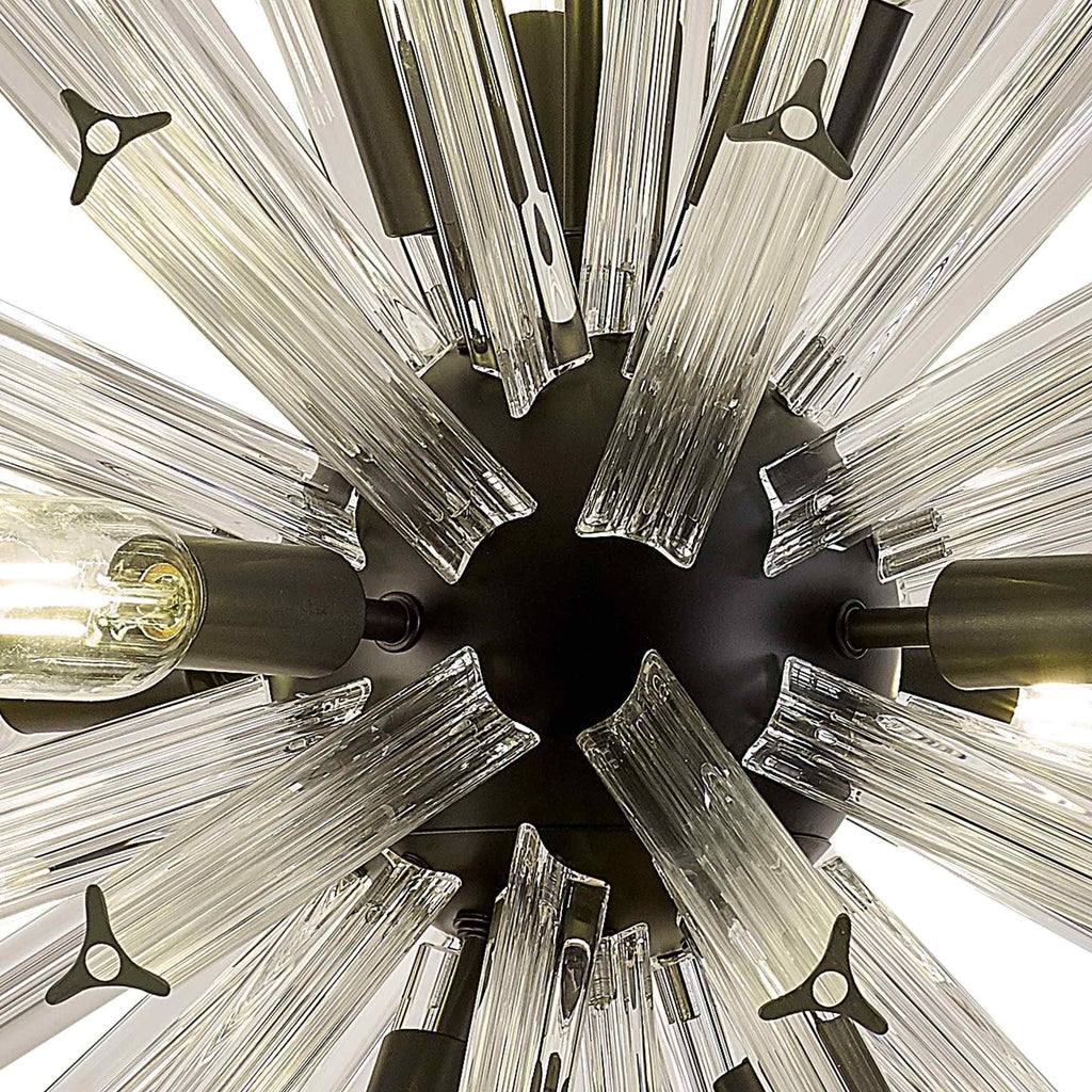 NL88219 Clover 10 Light Round Pendant Matt Black Clear