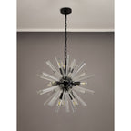 NL88219 Clover 10 Light Round Pendant Matt Black Clear
