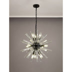 NL88219 Clover 10 Light Round Pendant Matt Black Clear