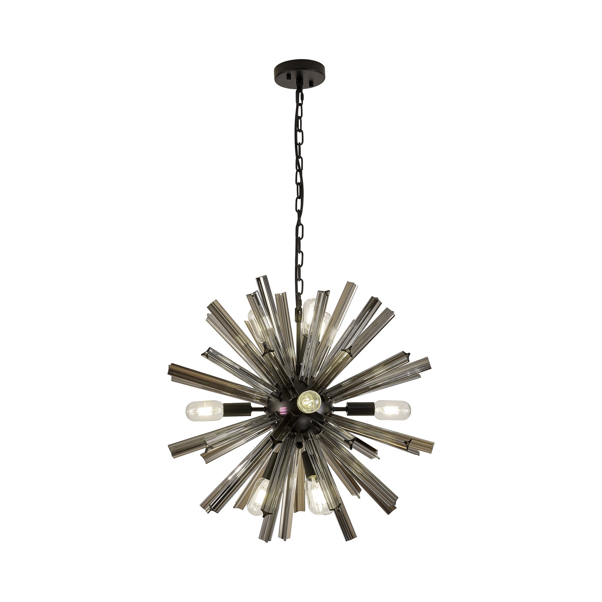 NL88229 Clover 10 Light Round Pendant Matt Black Smoke