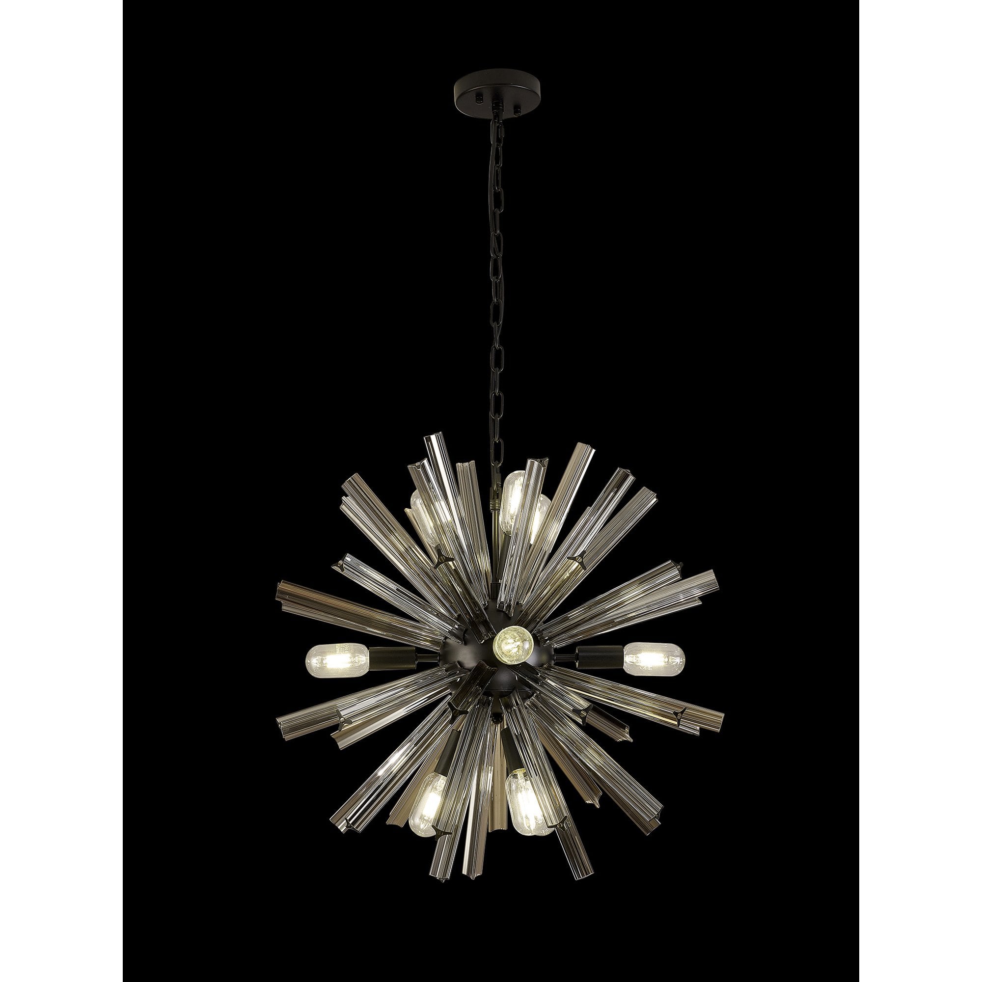 NL88229 Clover 10 Light Round Pendant Matt Black Smoke