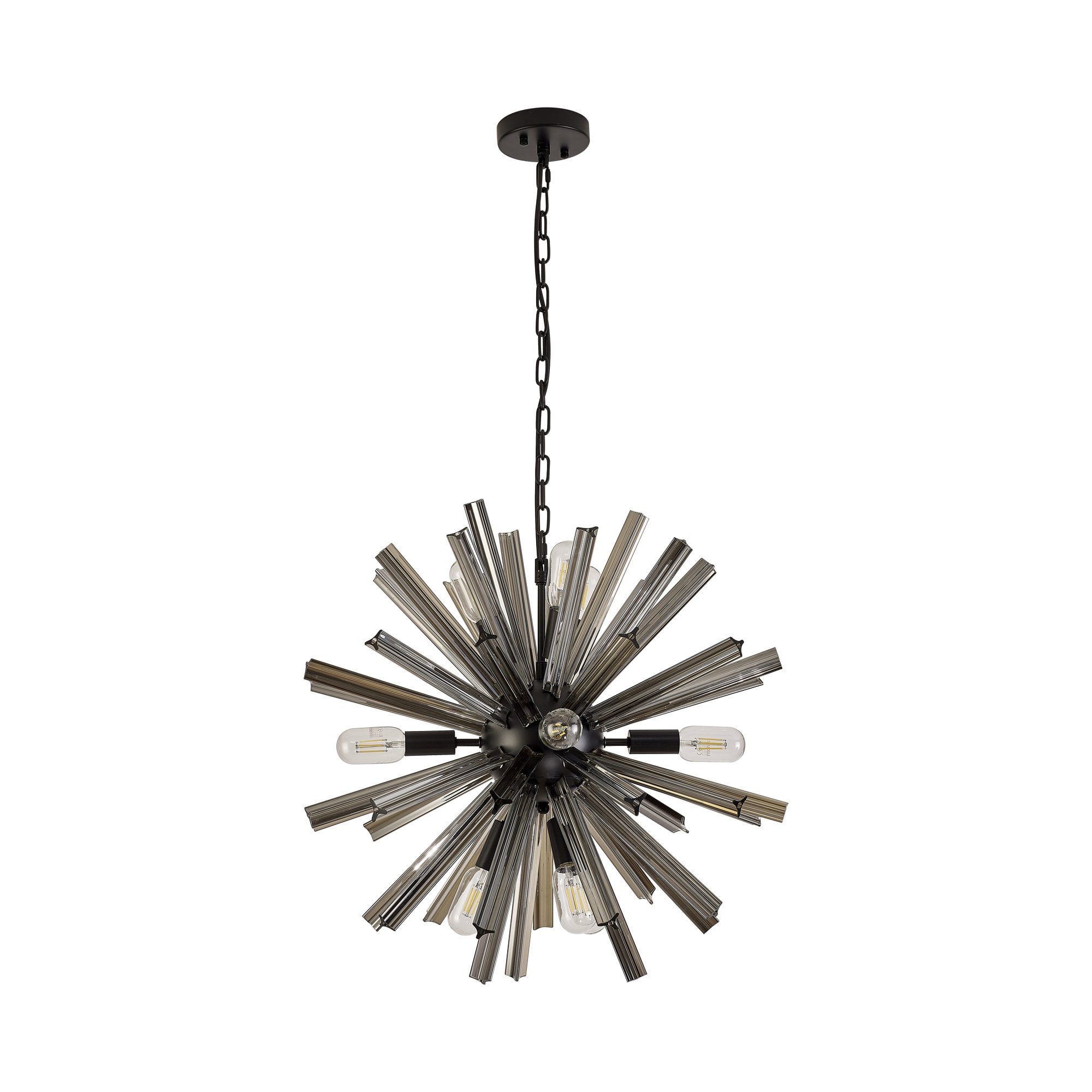 NL88229 Clover 10 Light Round Pendant Matt Black Smoke