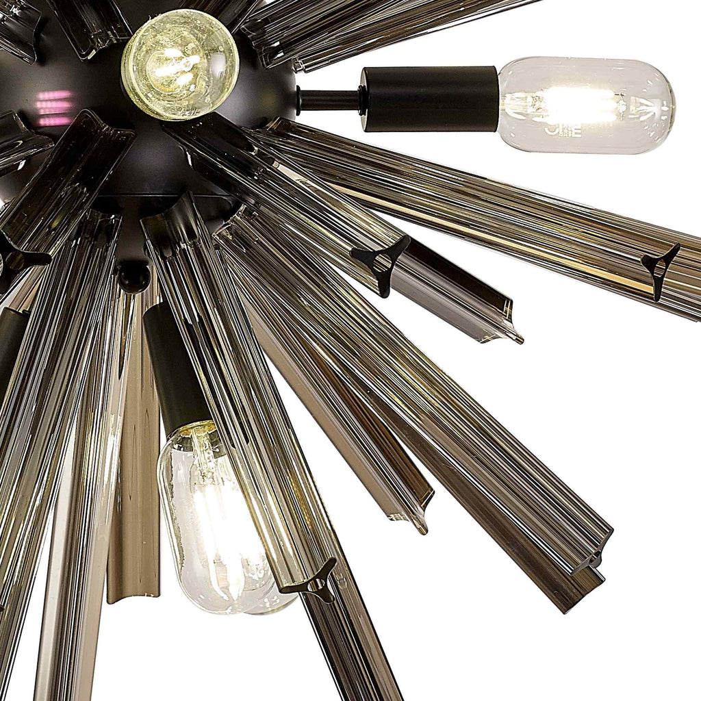 NL88229 Clover 10 Light Round Pendant Matt Black Smoke