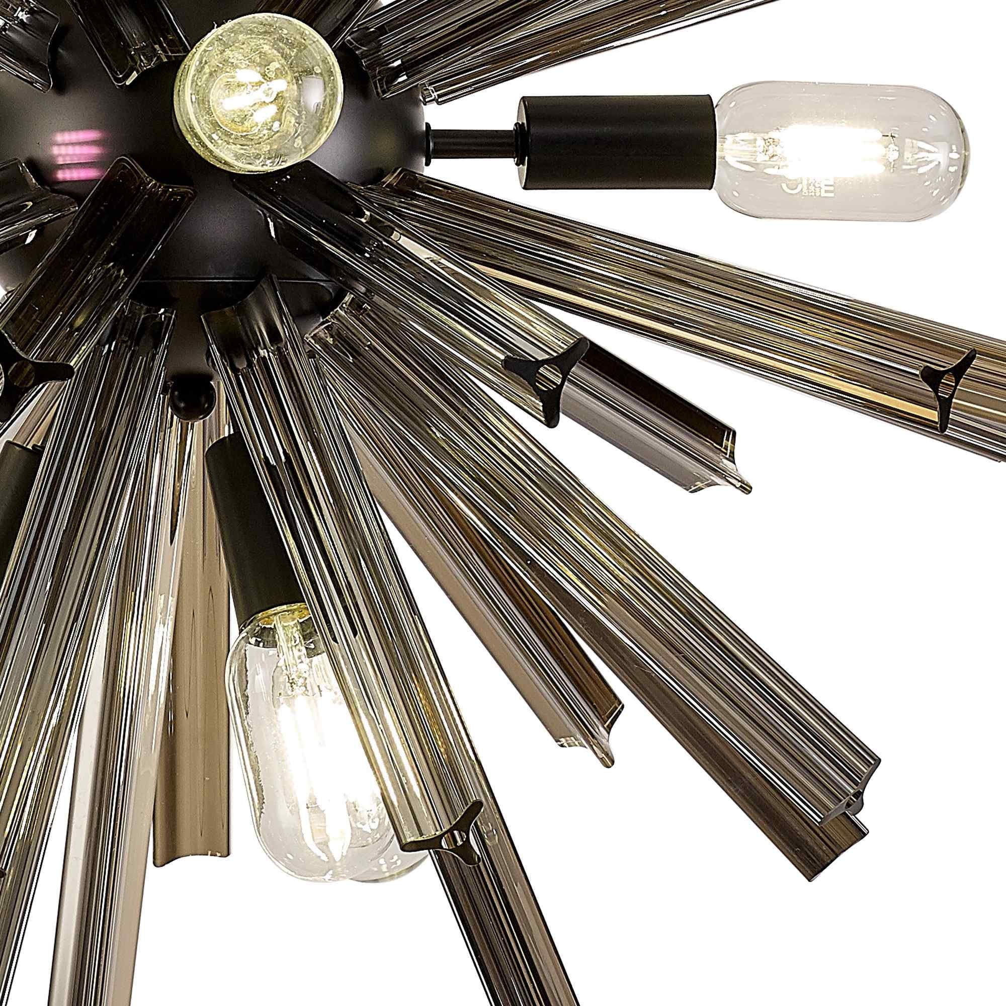 NL88229 Clover 10 Light Round Pendant Matt Black Smoke