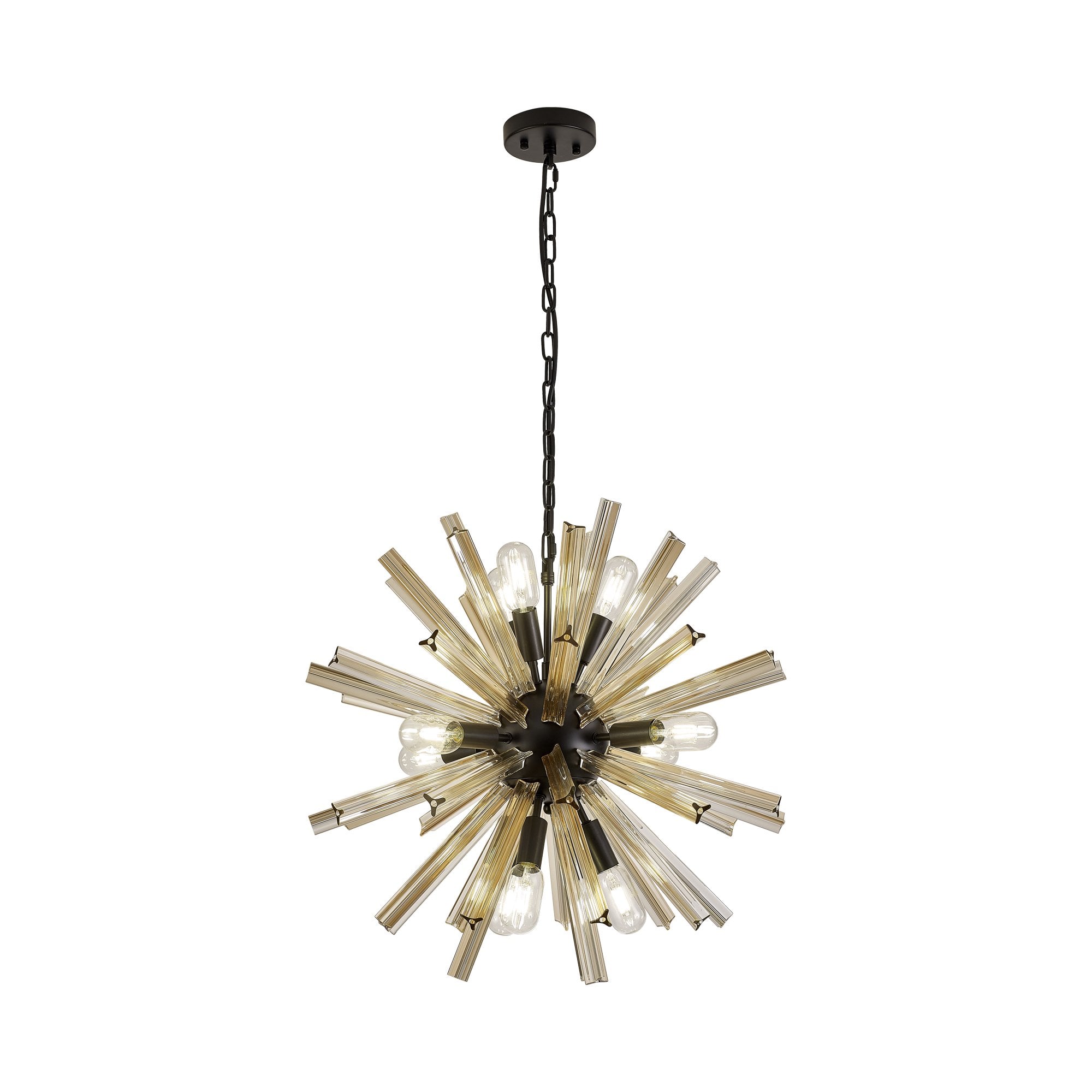 NL88239 Clover 10 Light Round Pendant Matt Black Champagne Gold