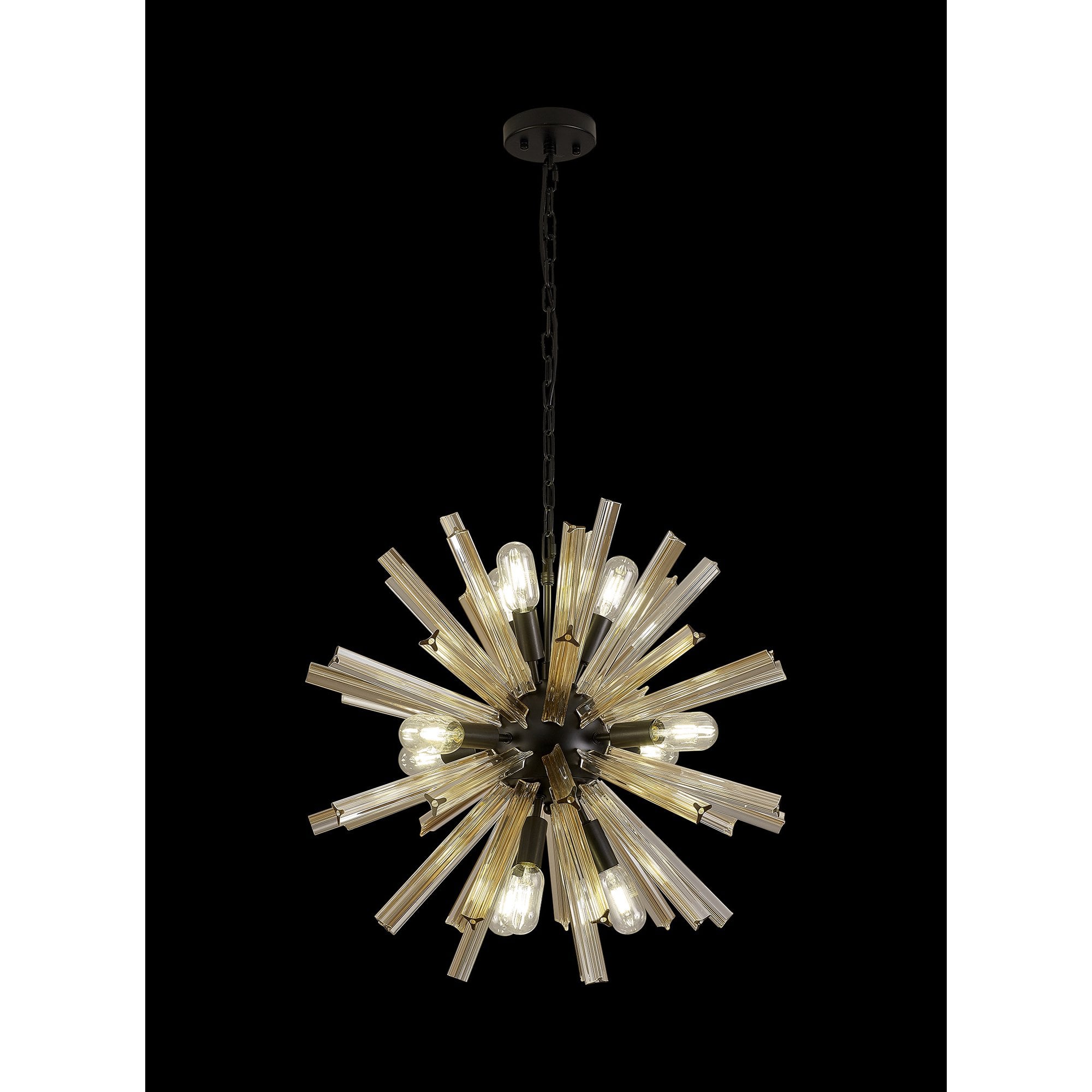 NL88239 Clover 10 Light Round Pendant Matt Black Champagne Gold