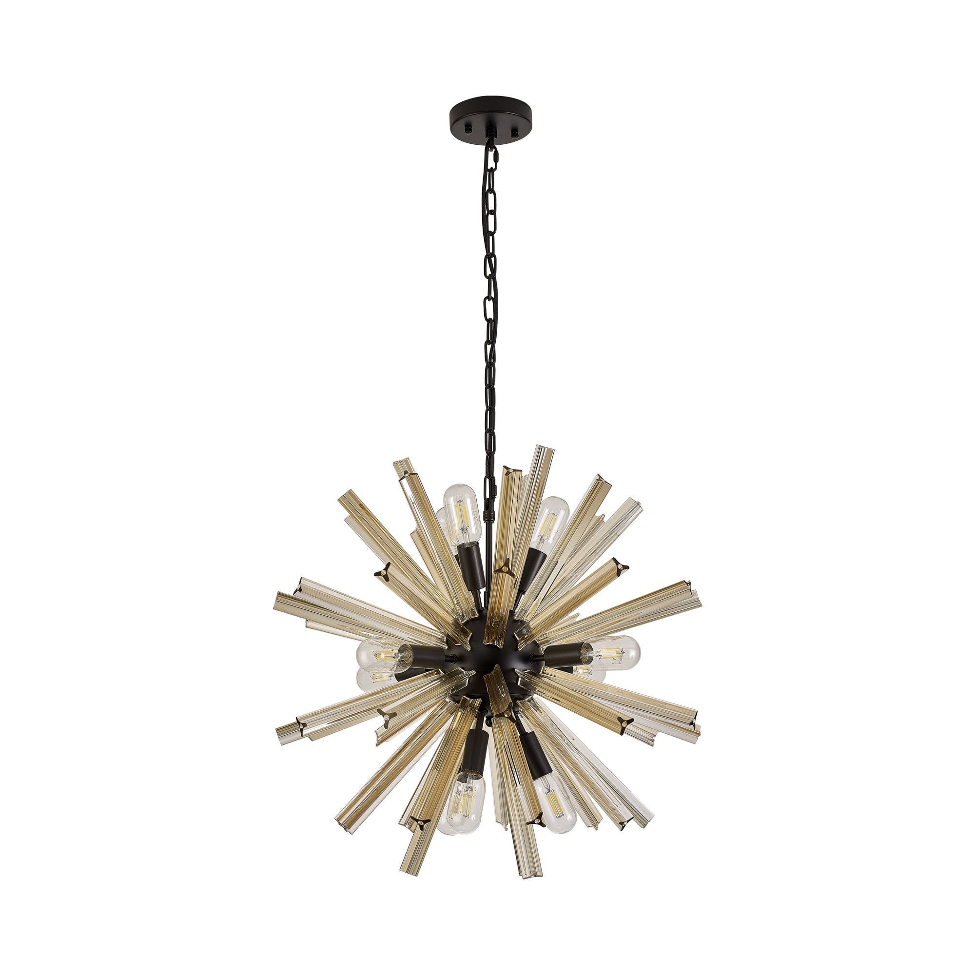 NL88239 Clover 10 Light Round Pendant Matt Black Champagne Gold