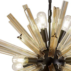 NL88239 Clover 10 Light Round Pendant Matt Black Champagne Gold