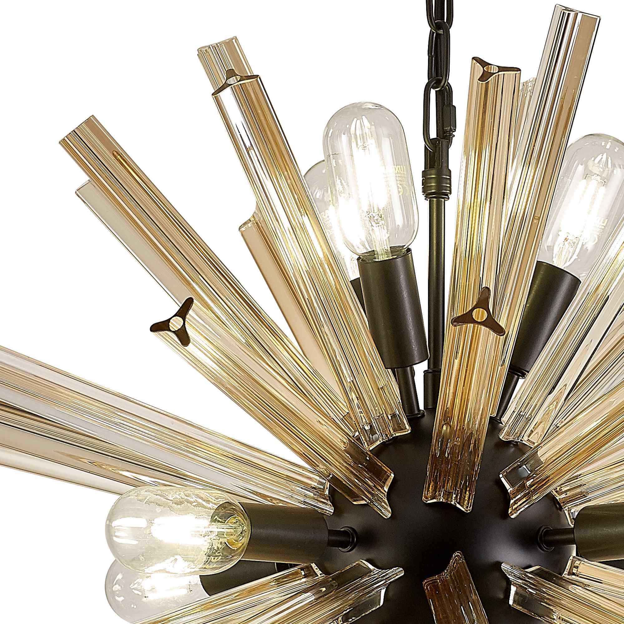 NL88239 Clover 10 Light Round Pendant Matt Black Champagne Gold