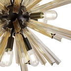 NL88239 Clover 10 Light Round Pendant Matt Black Champagne Gold