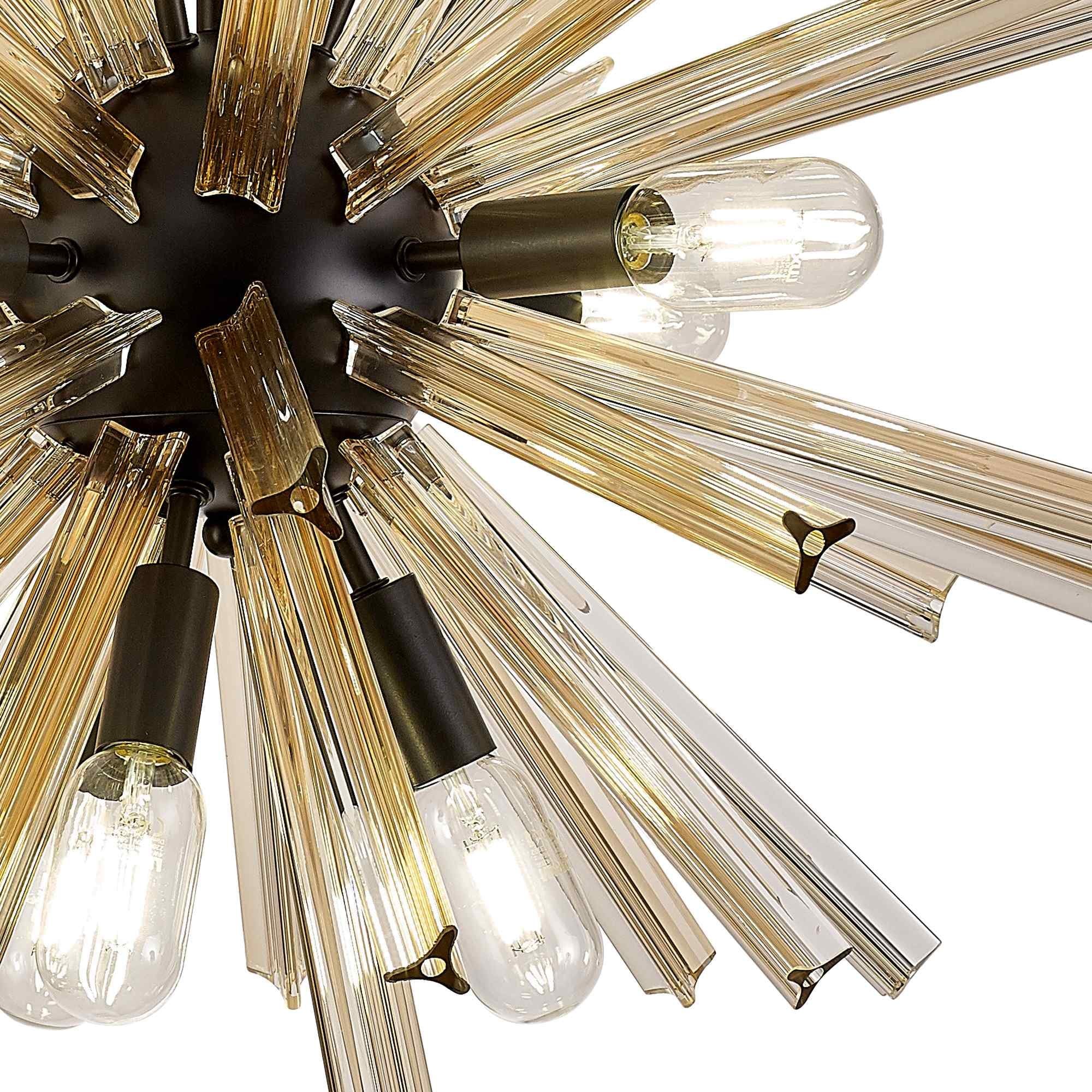 NL88239 Clover 10 Light Round Pendant Matt Black Champagne Gold