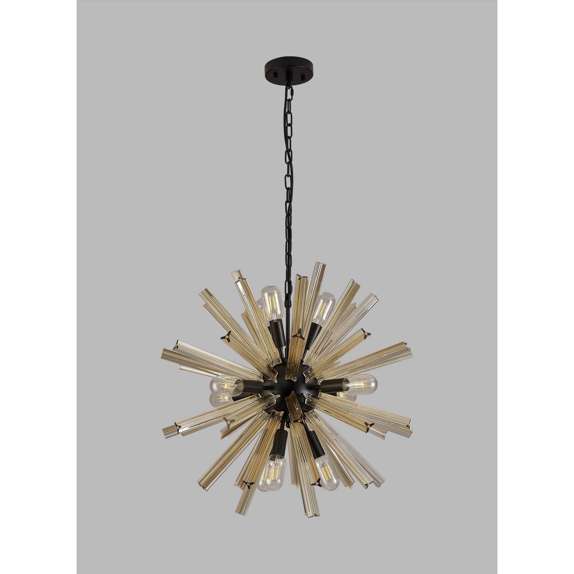 NL88239 Clover 10 Light Round Pendant Matt Black Champagne Gold