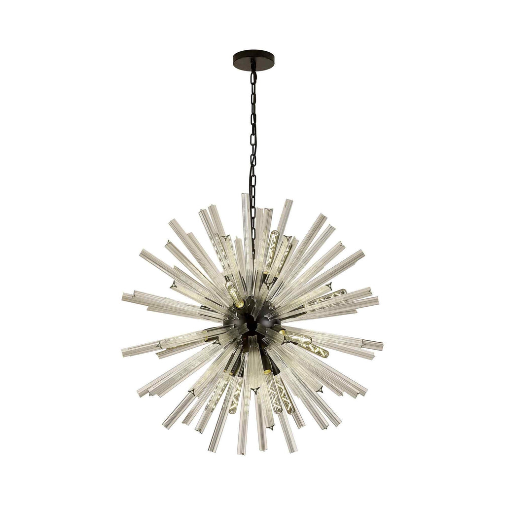 NL88249 Clover 16 Light Round Pendant Matt Black Clear