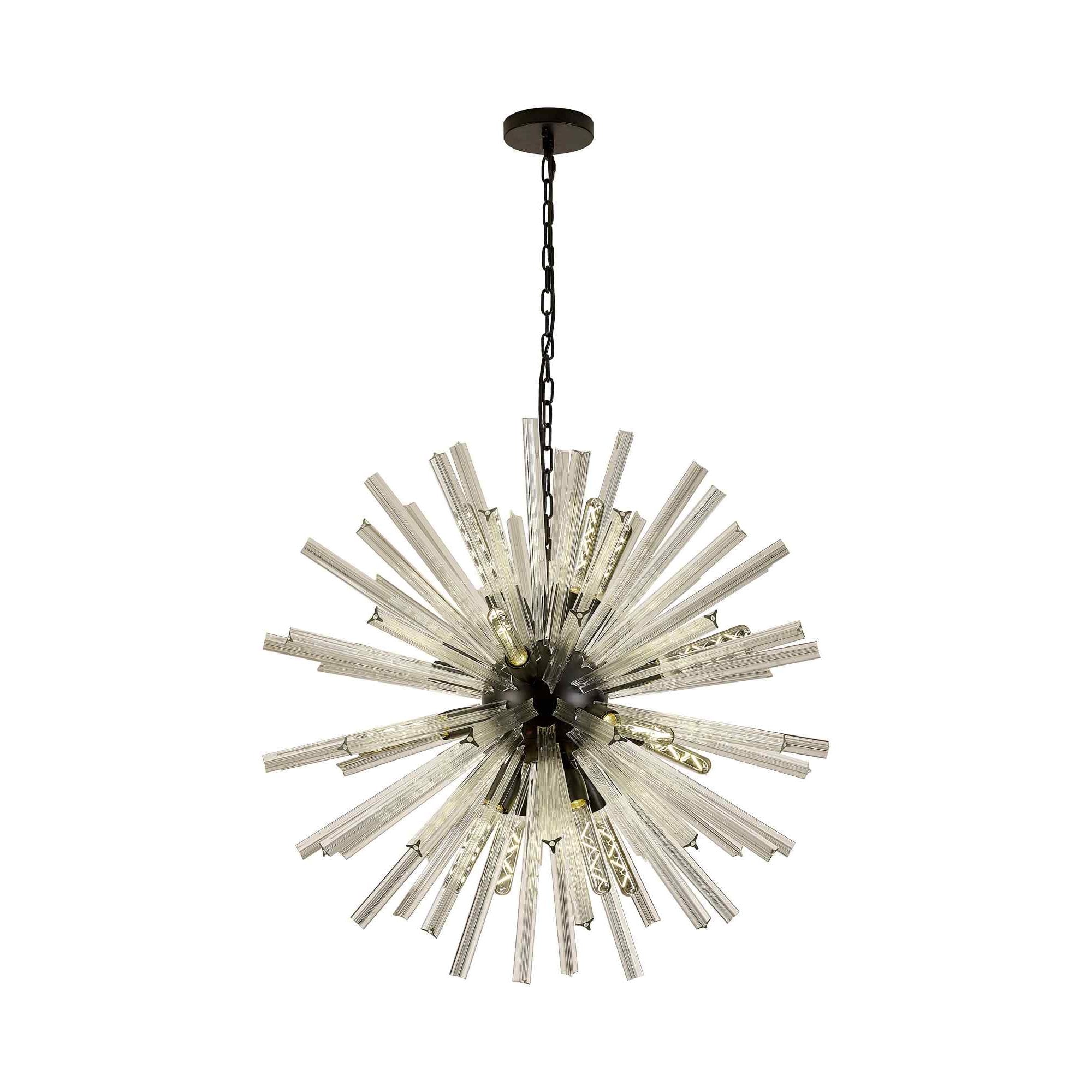 NL88249 Clover 16 Light Round Pendant Matt Black Clear