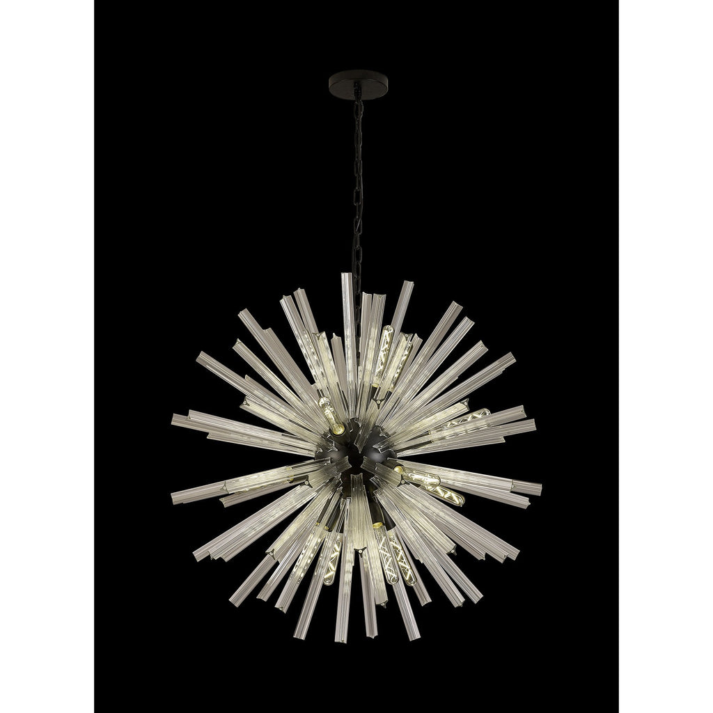 NL88249 Clover 16 Light Round Pendant Matt Black Clear