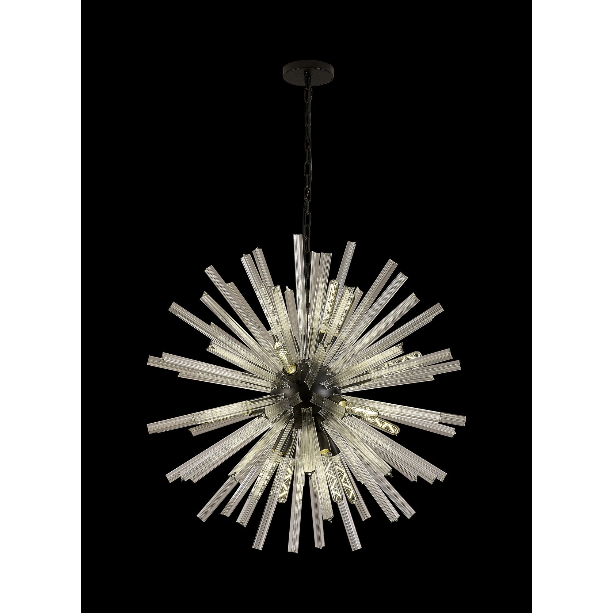 NL88249 Clover 16 Light Round Pendant Matt Black Clear
