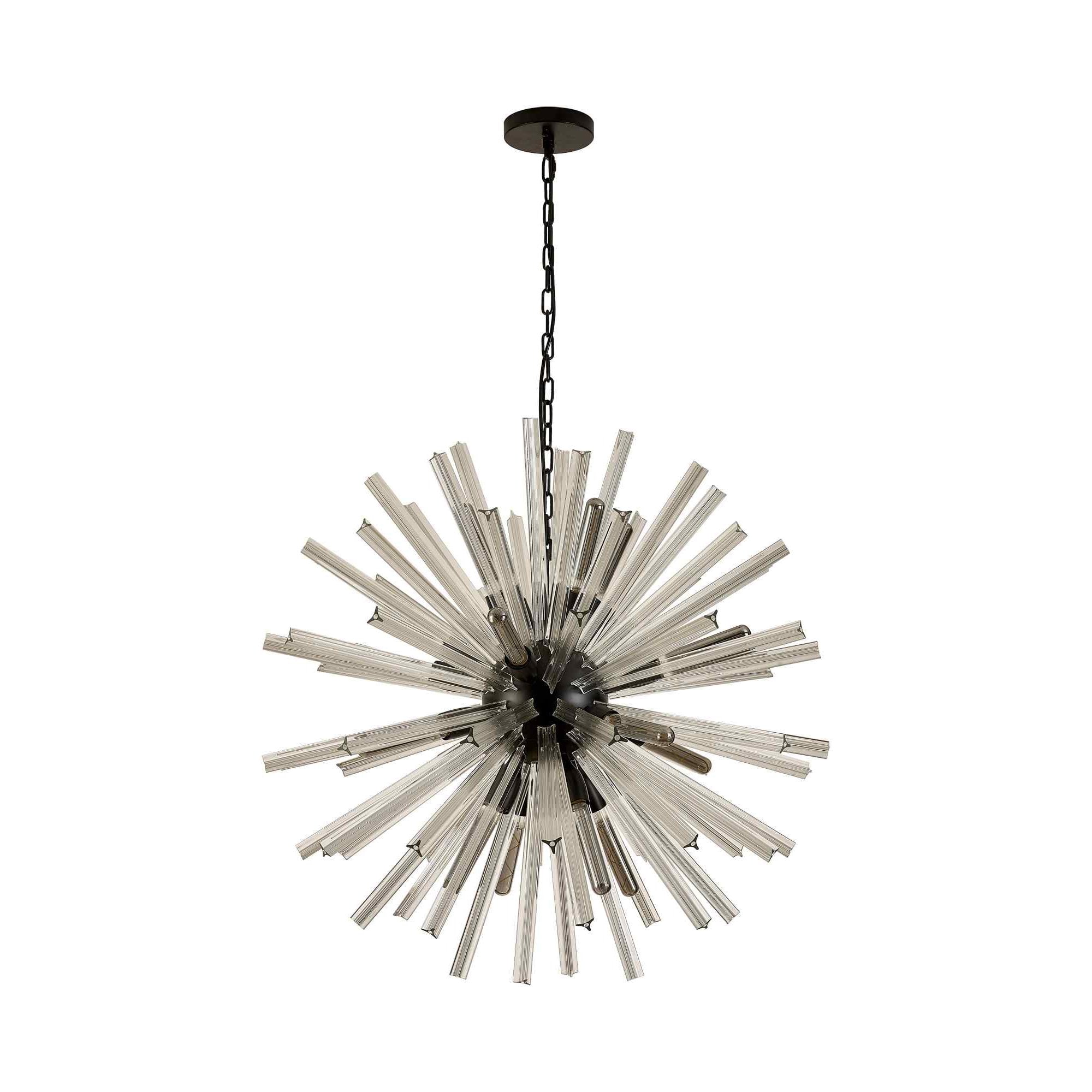 NL88249 Clover 16 Light Round Pendant Matt Black Clear