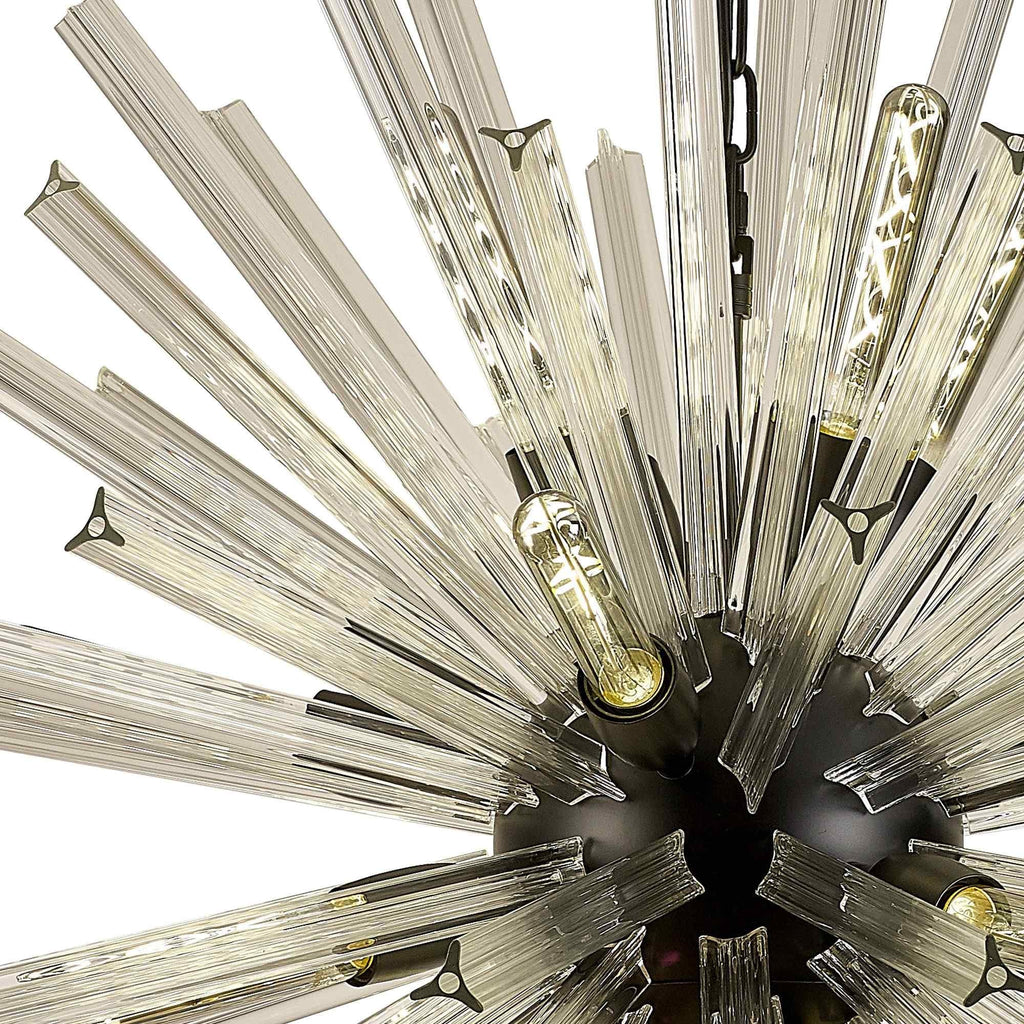 NL88249 Clover 16 Light Round Pendant Matt Black Clear