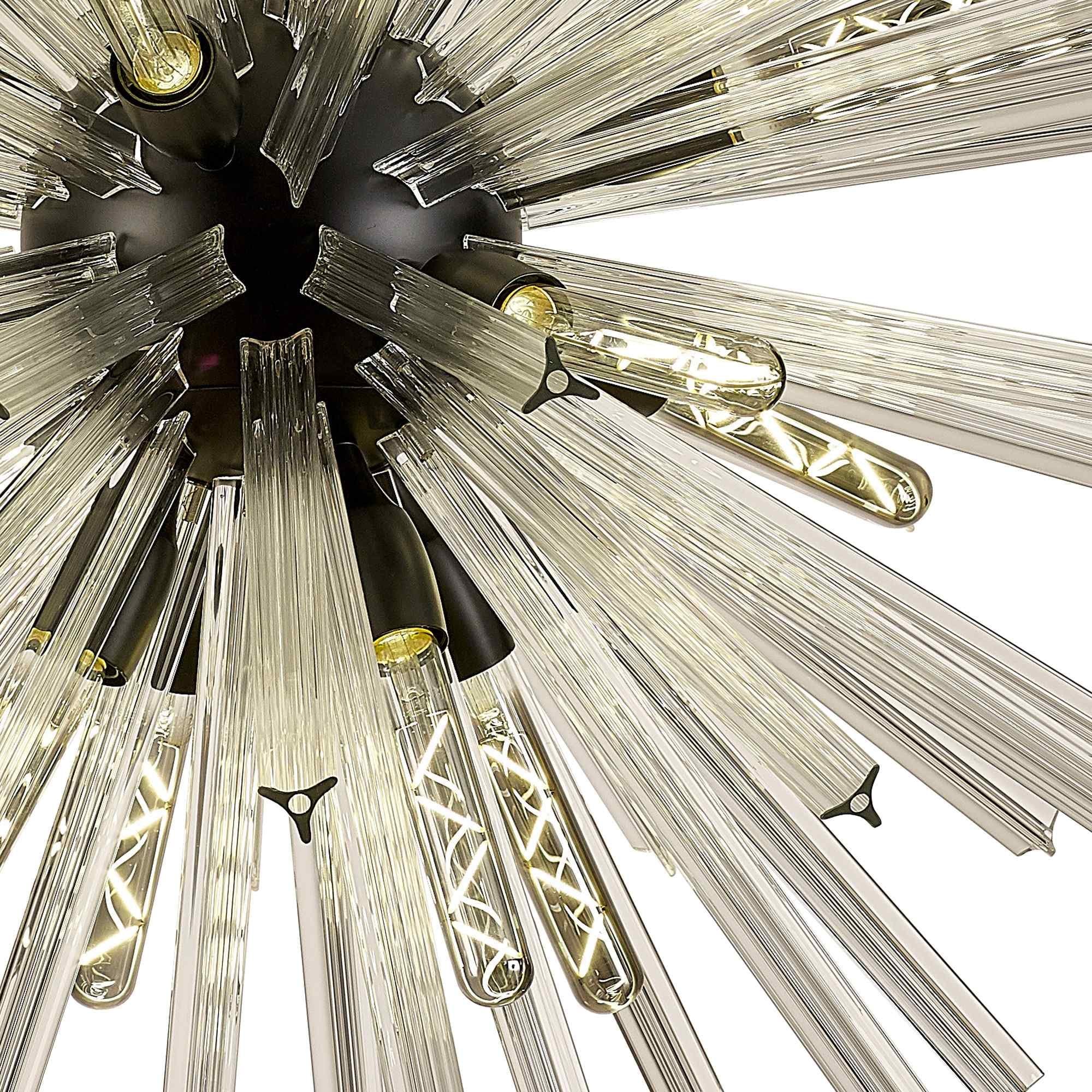NL88249 Clover 16 Light Round Pendant Matt Black Clear