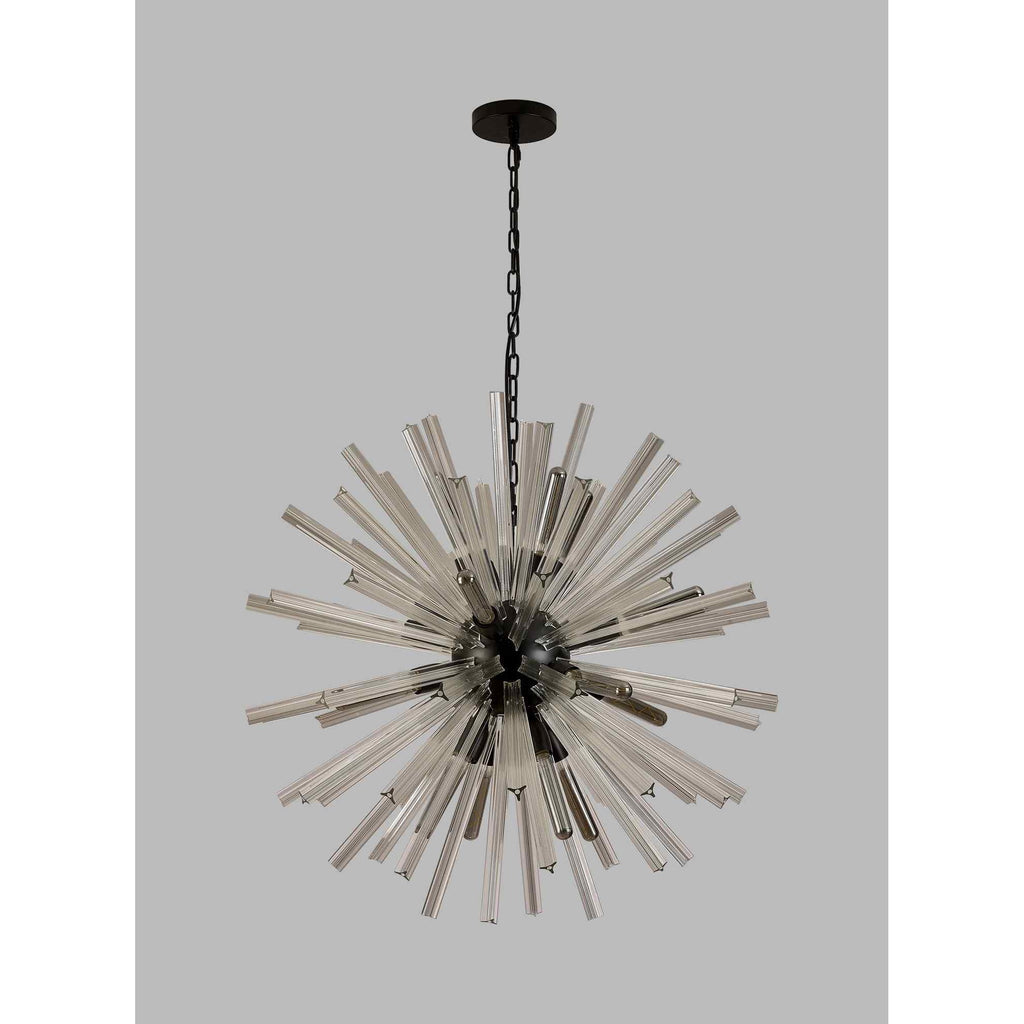 NL88249 Clover 16 Light Round Pendant Matt Black Clear