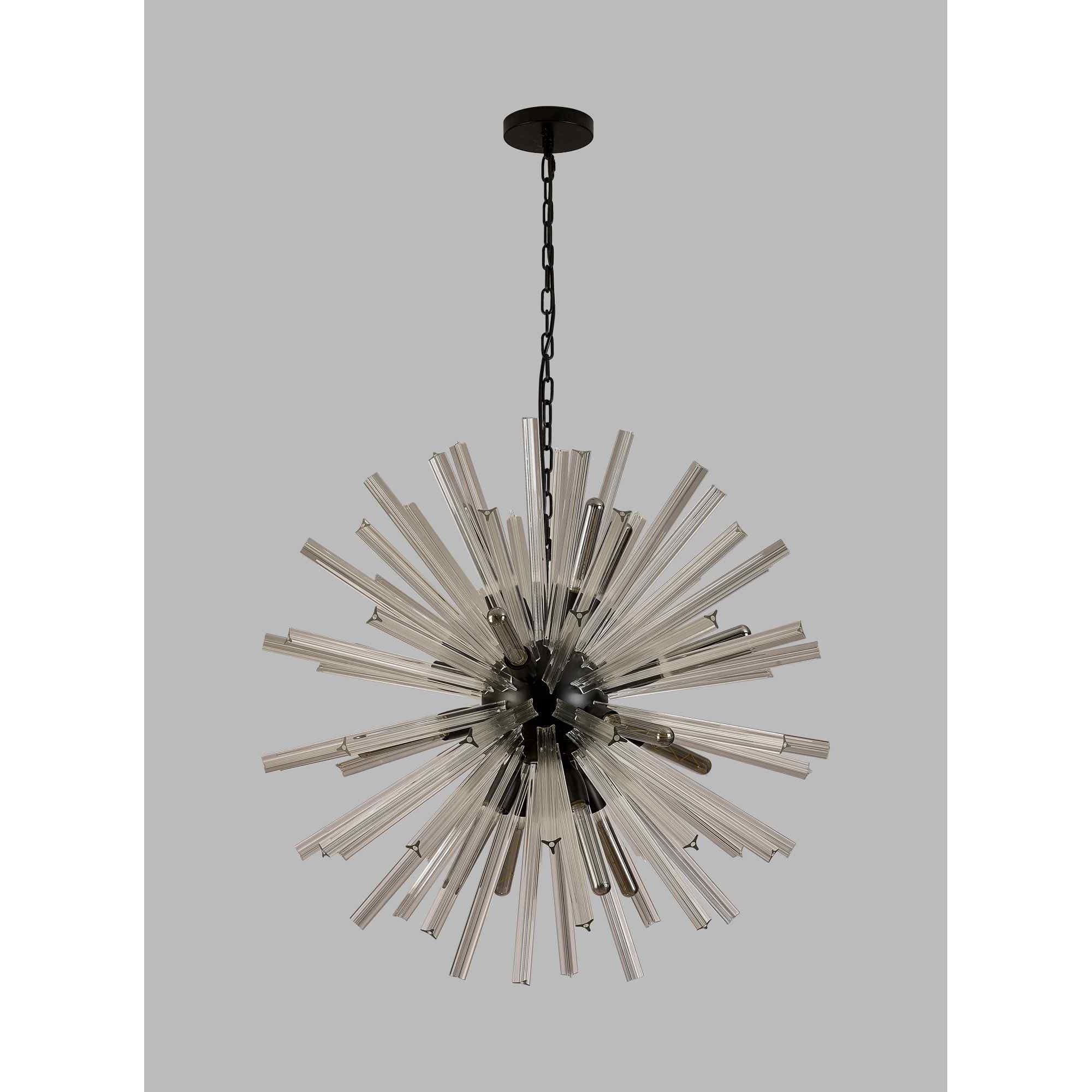 NL88249 Clover 16 Light Round Pendant Matt Black Clear