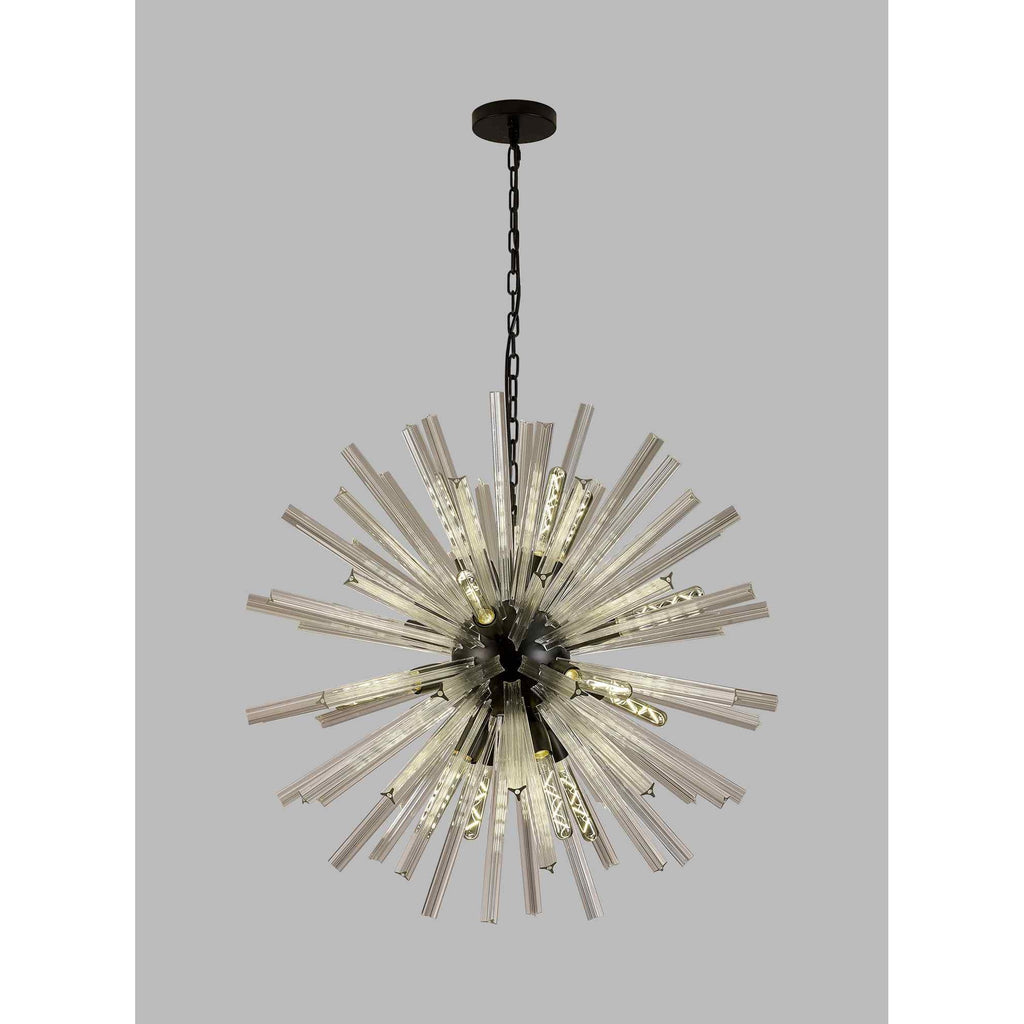 NL88249 Clover 16 Light Round Pendant Matt Black Clear