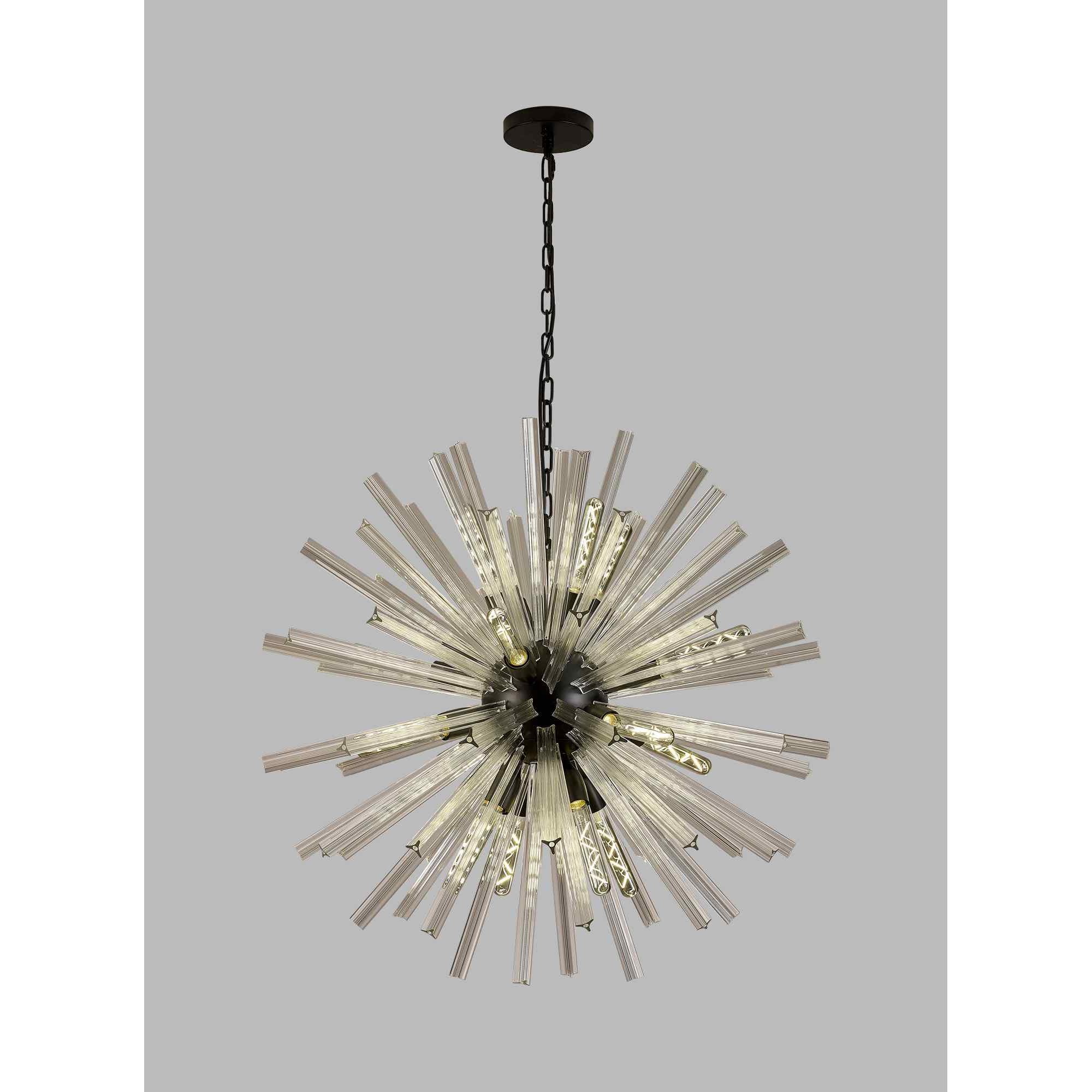 NL88249 Clover 16 Light Round Pendant Matt Black Clear
