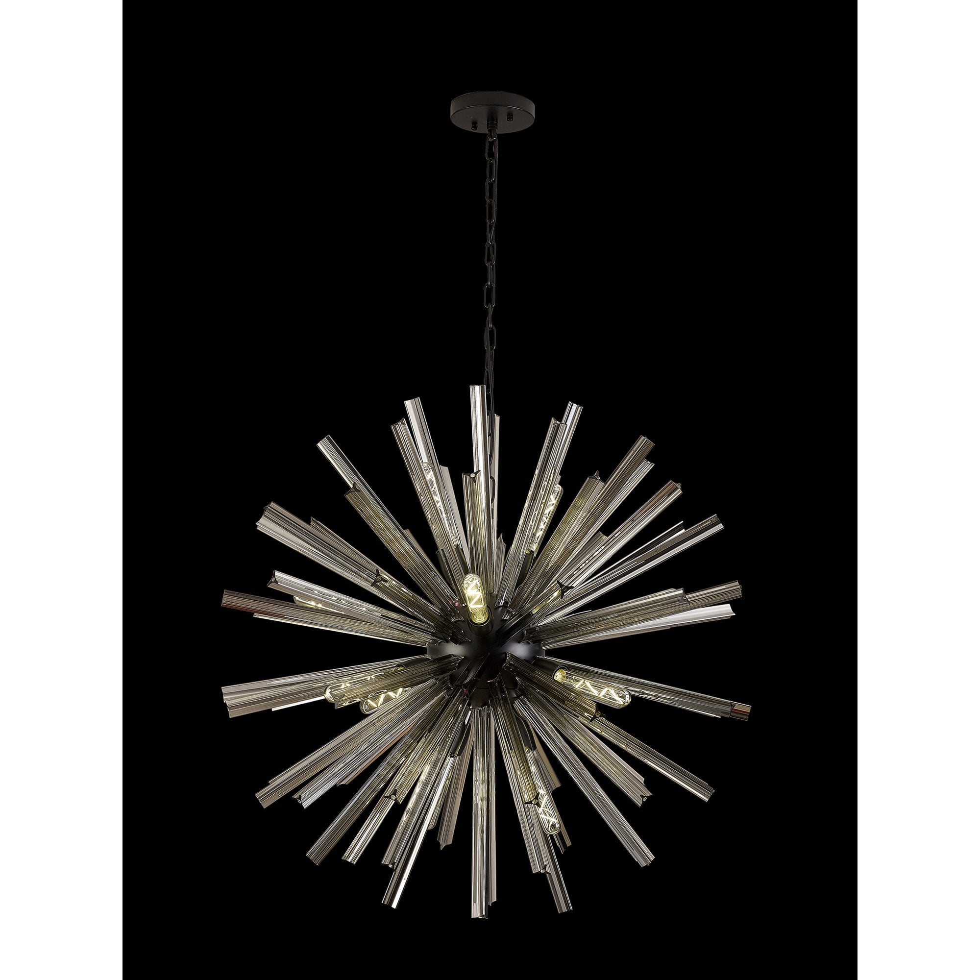 NL88259 Clover 16 Light Round Pendant Matt Black Smoke