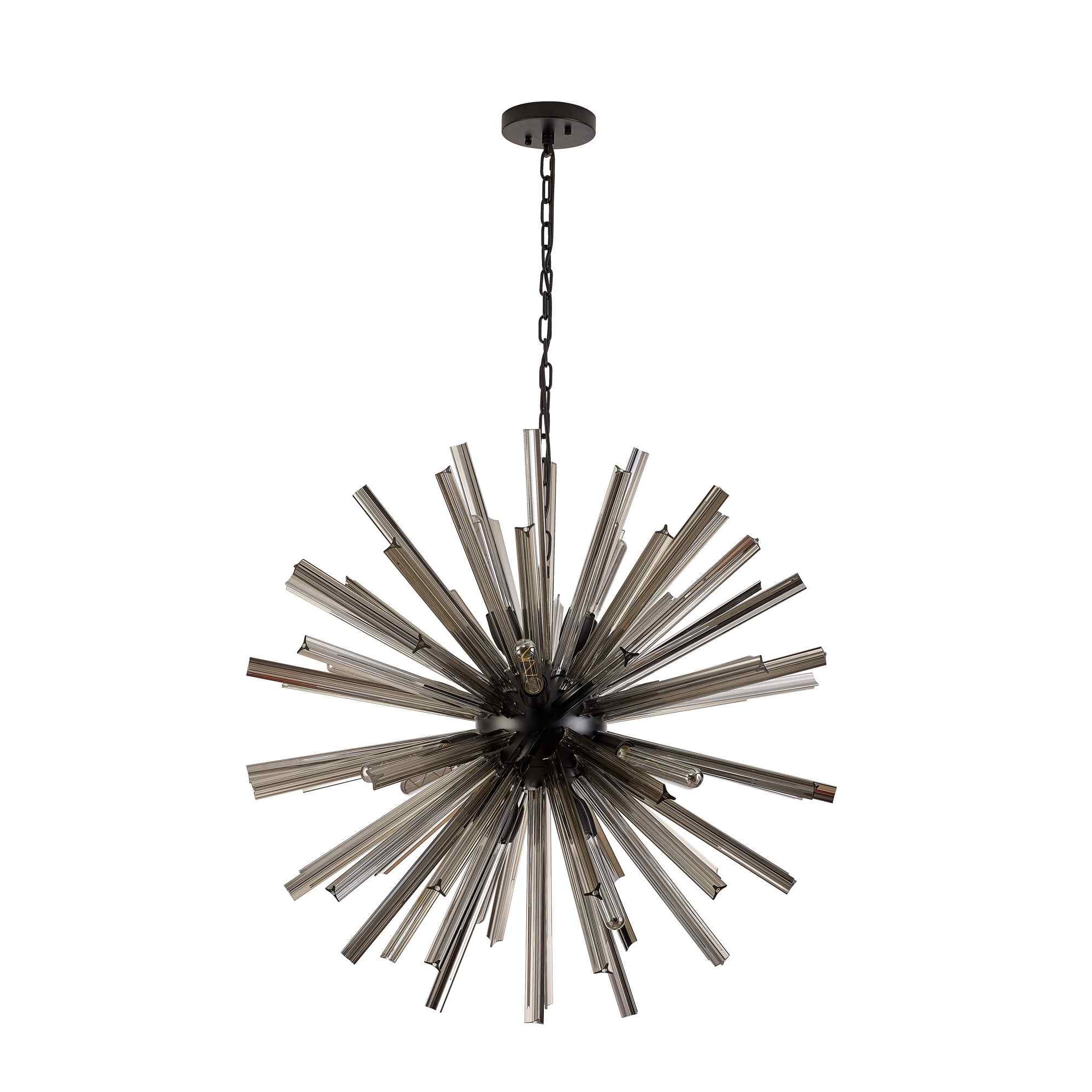 NL88259 Clover 16 Light Round Pendant Matt Black Smoke