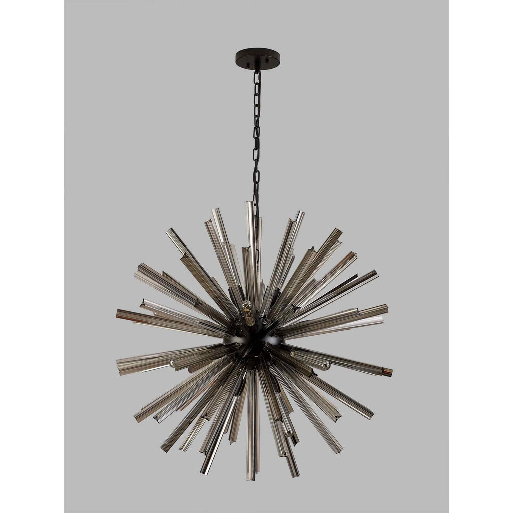 NL88259 Clover 16 Light Round Pendant Matt Black Smoke