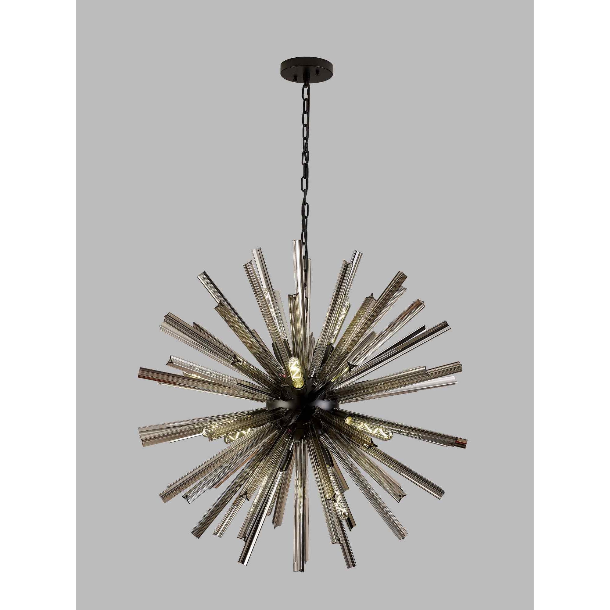 NL88259 Clover 16 Light Round Pendant Matt Black Smoke