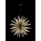 NL88269 Clover 16 Light Round Pendant Matt Black Champagne Gold